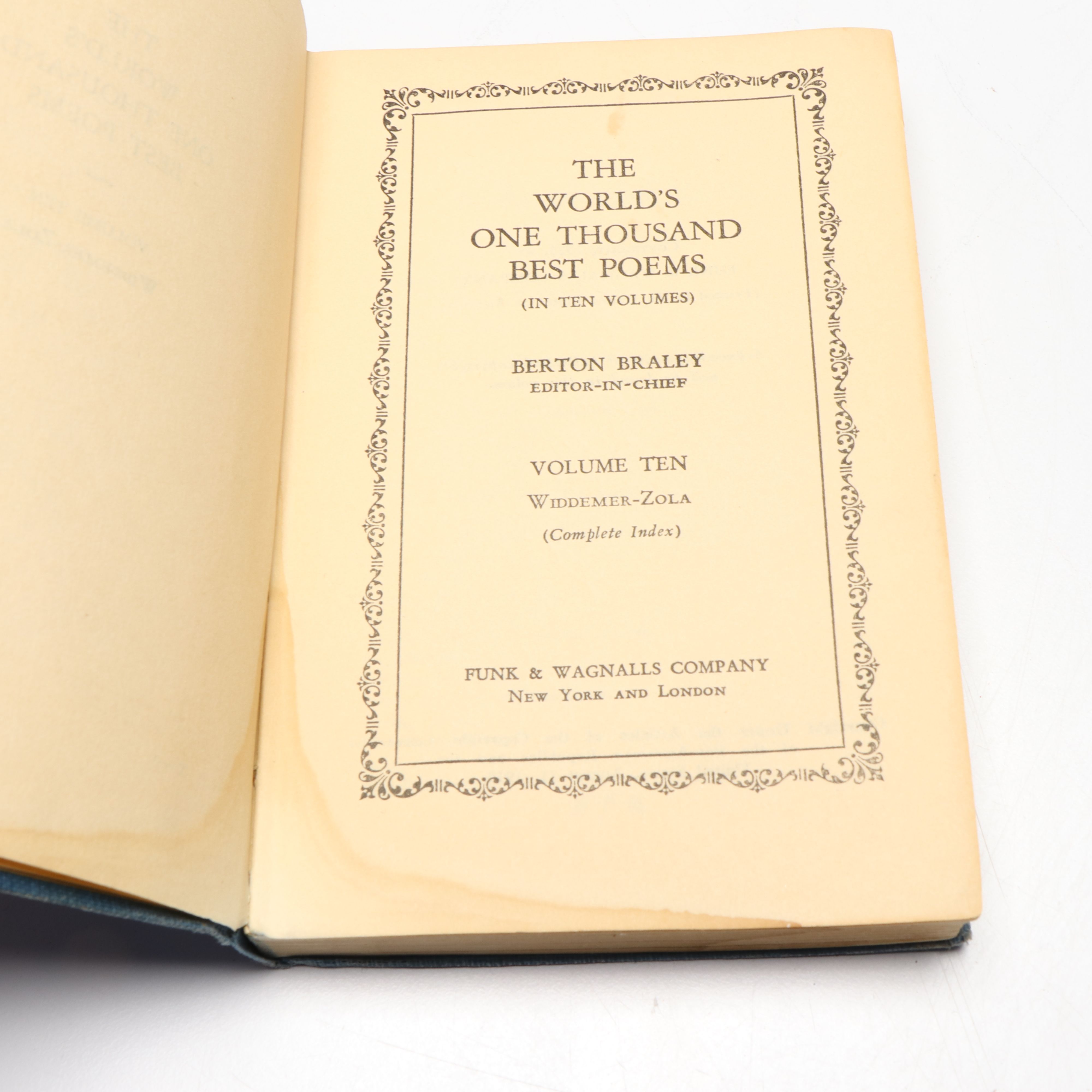 "The World's One Thousand Best Poems" and More Partial Sets