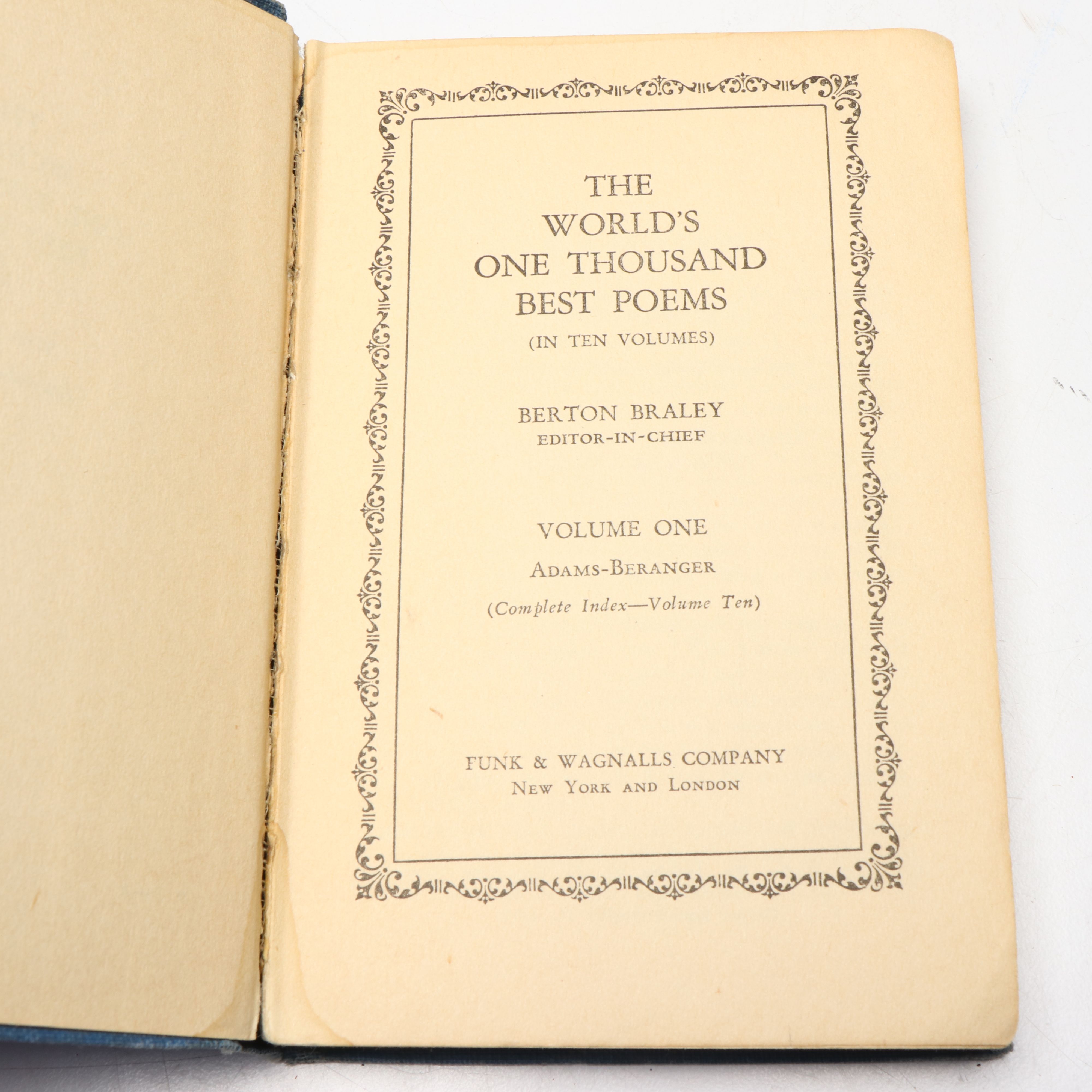 "The World's One Thousand Best Poems" and More Partial Sets