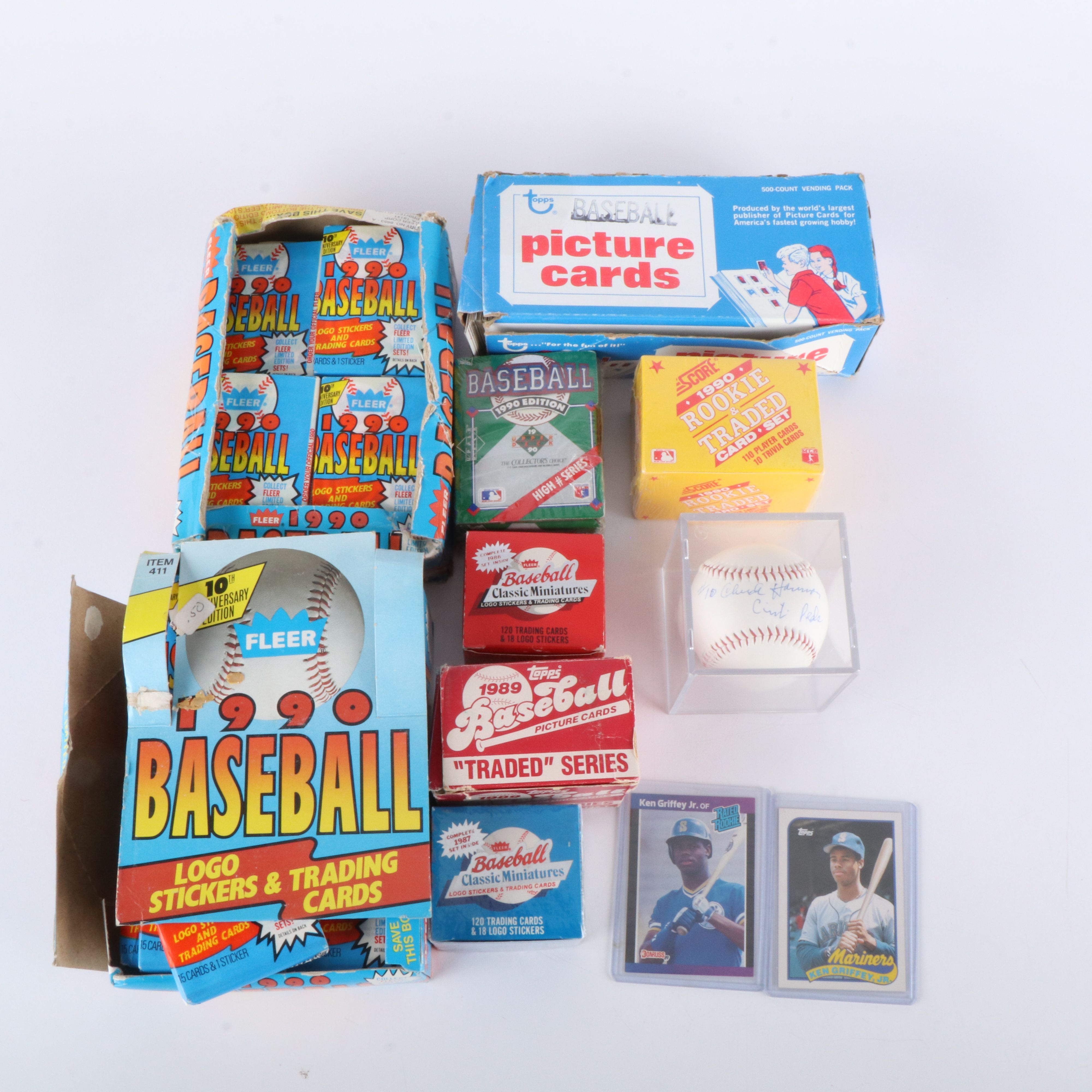Ken Griffey Jr. Rookie Cards, Sealed Packs, Chuck Harmon Signed Baseball, & More