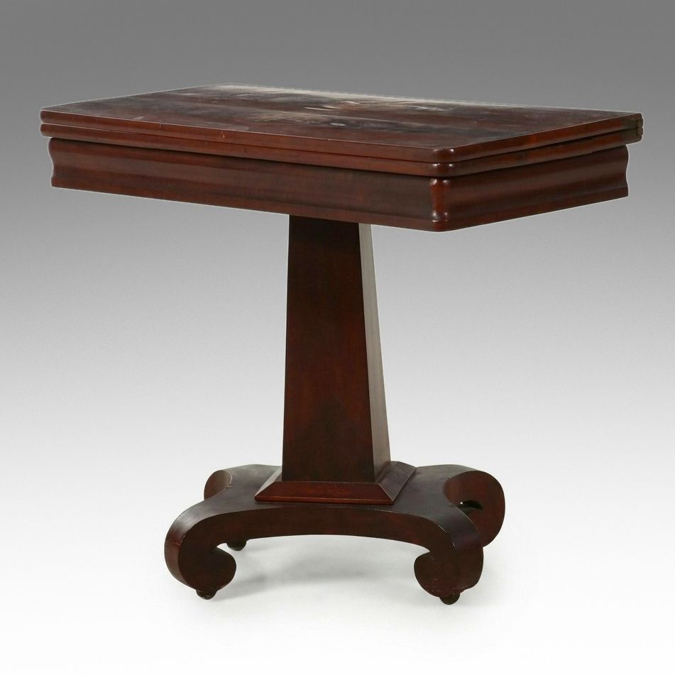 Empire Style Mahogany Veneer Flip-Top Games Table, Mid-19th Century