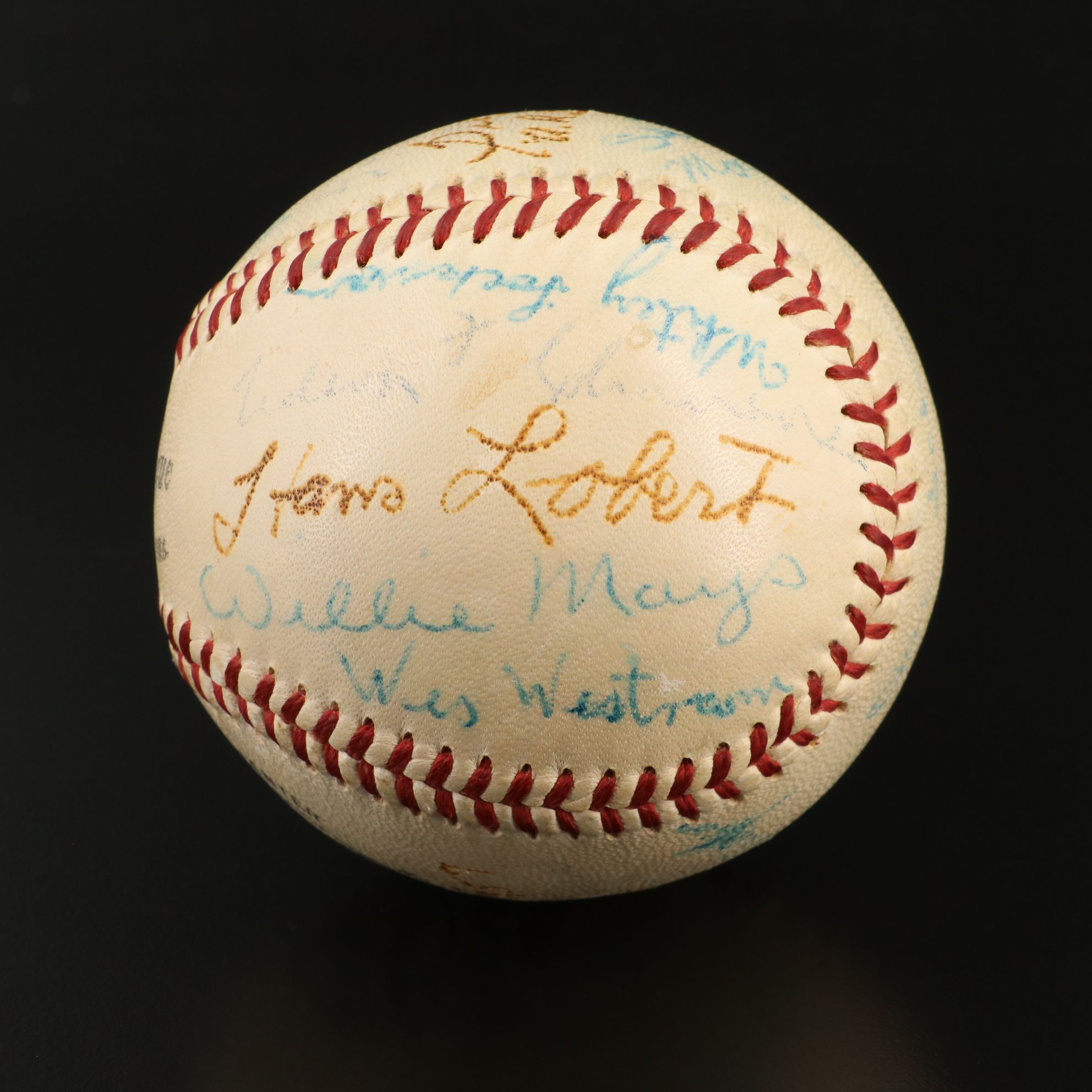 1957 New York Giants Team Signed Baseball From Final Game In New York
