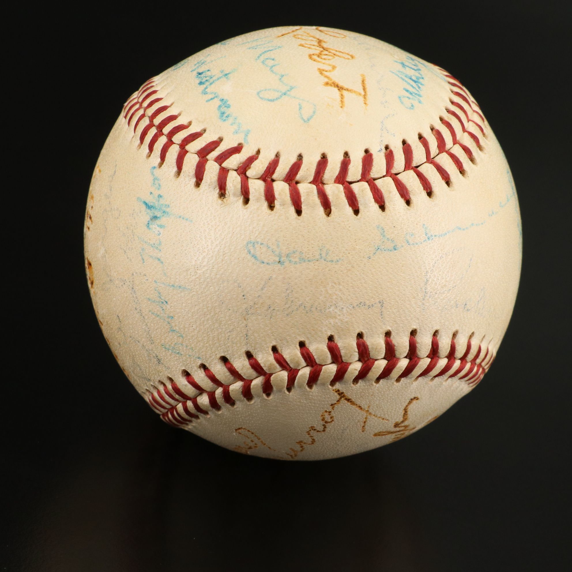 1957 New York Giants Team Signed Baseball From Final Game In New York