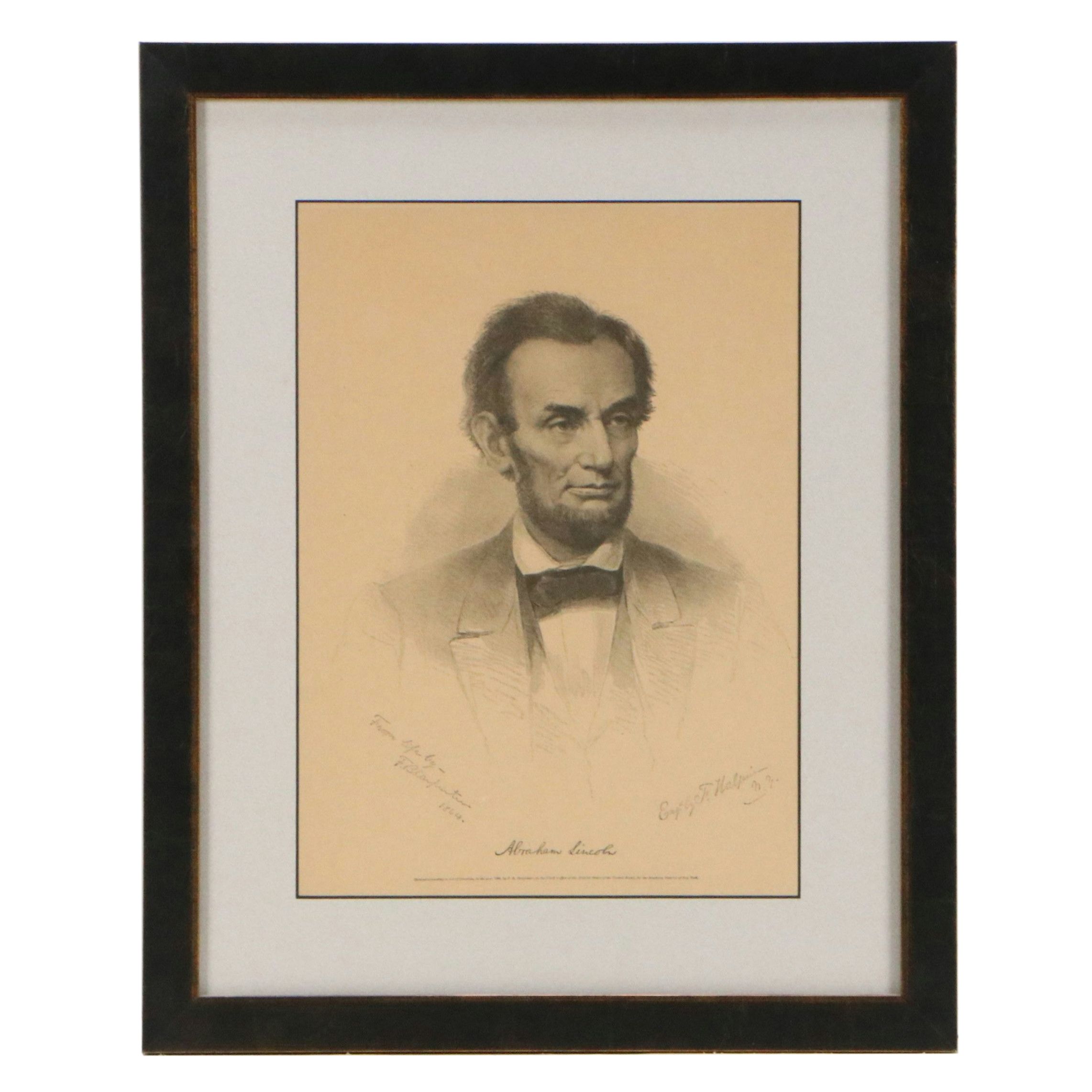 Francis B. Carpenter Wood Engraving "Abraham Lincoln"