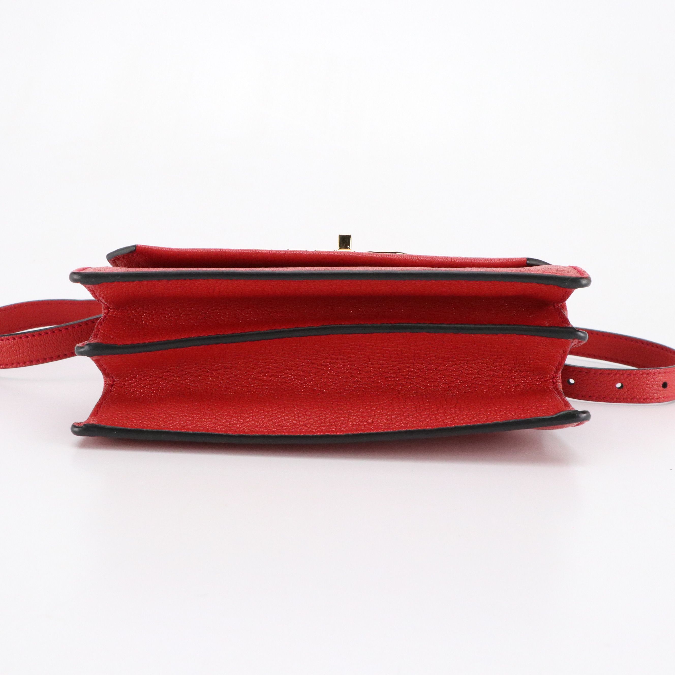 Miu Miu Logo Flap Shoulder Bag 5BH087 in Fuoco Madras Leather