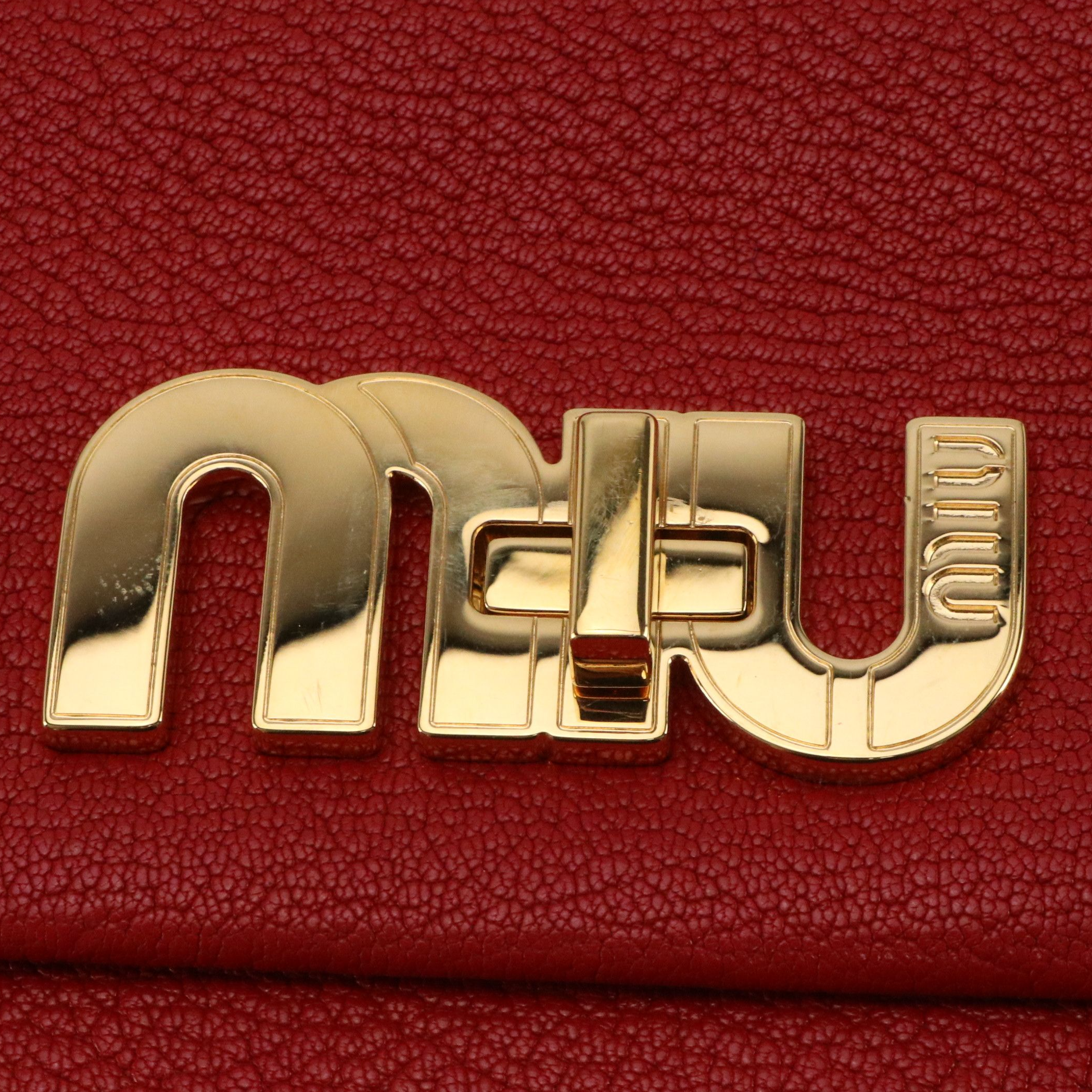 Miu Miu Logo Flap Shoulder Bag 5BH087 in Fuoco Madras Leather
