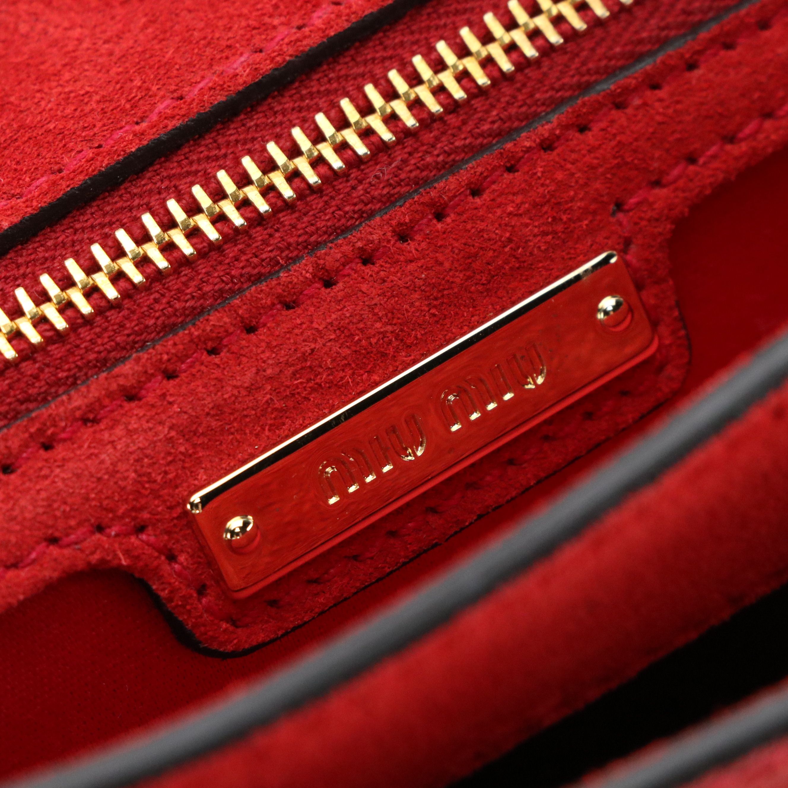 Miu Miu Logo Flap Shoulder Bag 5BH087 in Fuoco Madras Leather