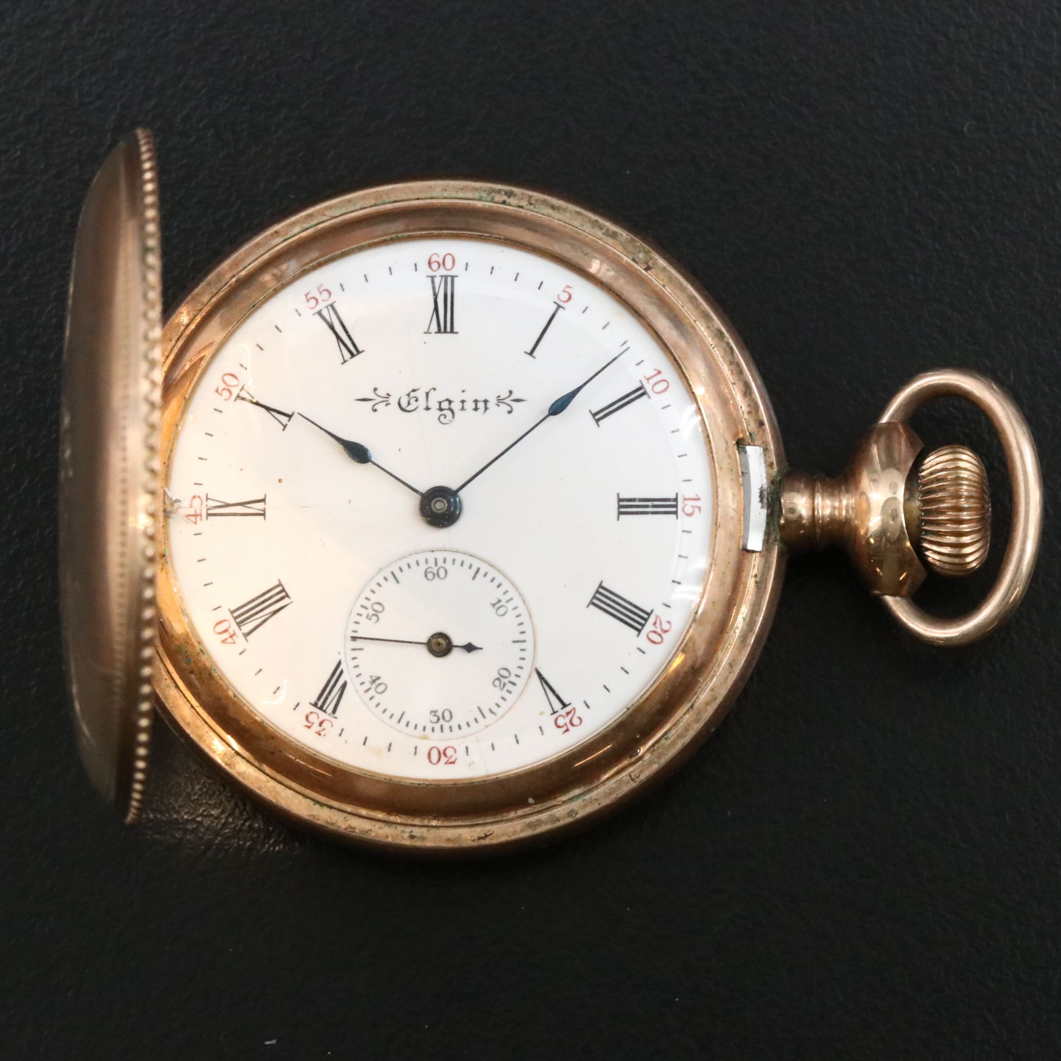 Elgin Gold-Filled Ornate Foliate Style Pocket Watch