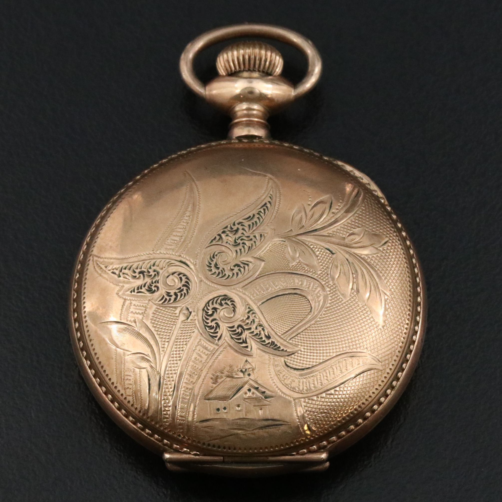 Elgin Gold-Filled Ornate Foliate Style Pocket Watch