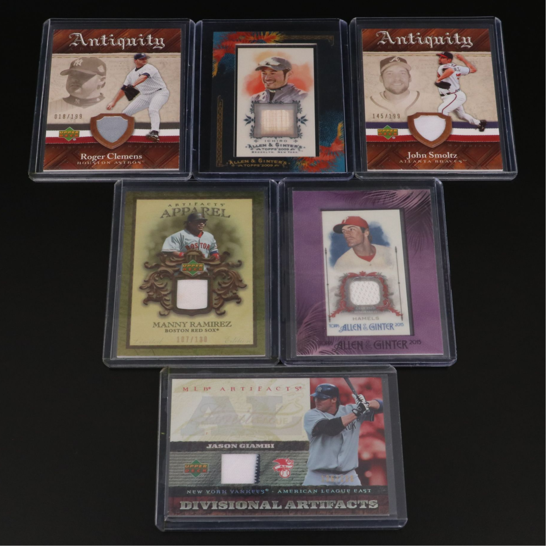 Baseball Relic Cards Featuring Ichiro, John Smoltz, Roger Clemens, and More