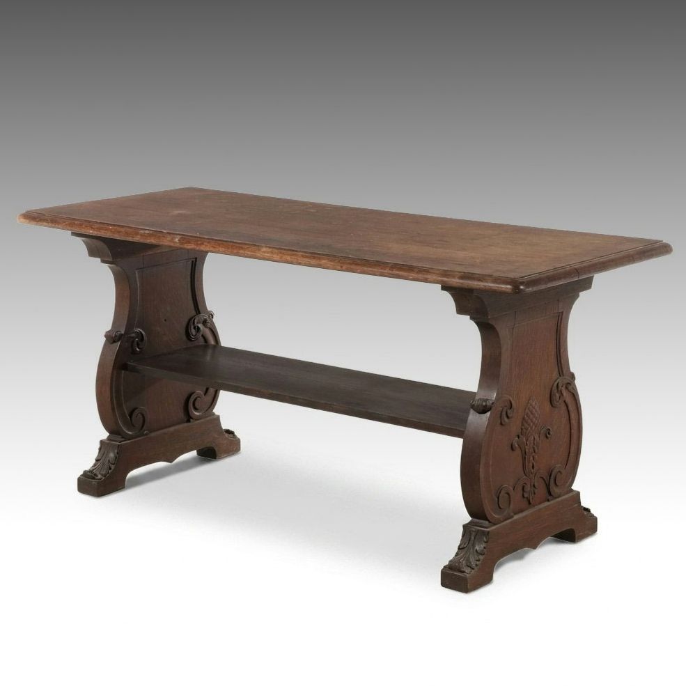 Renaissance Revival Quartersawn Oak Trestle Table