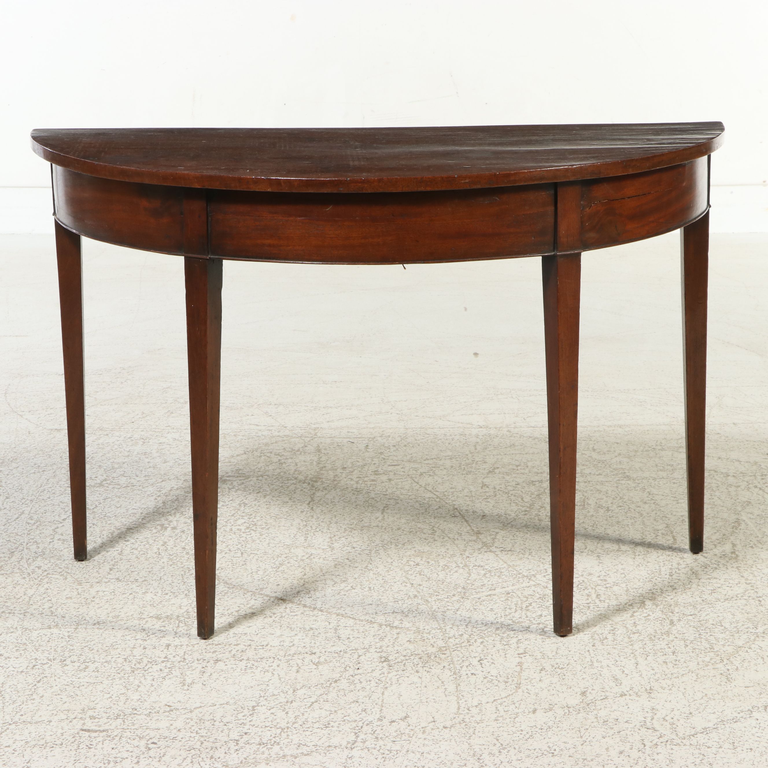 Hepplewhite Style Mahogany Demilune Console Table, Late 19th/Early 20th Century
