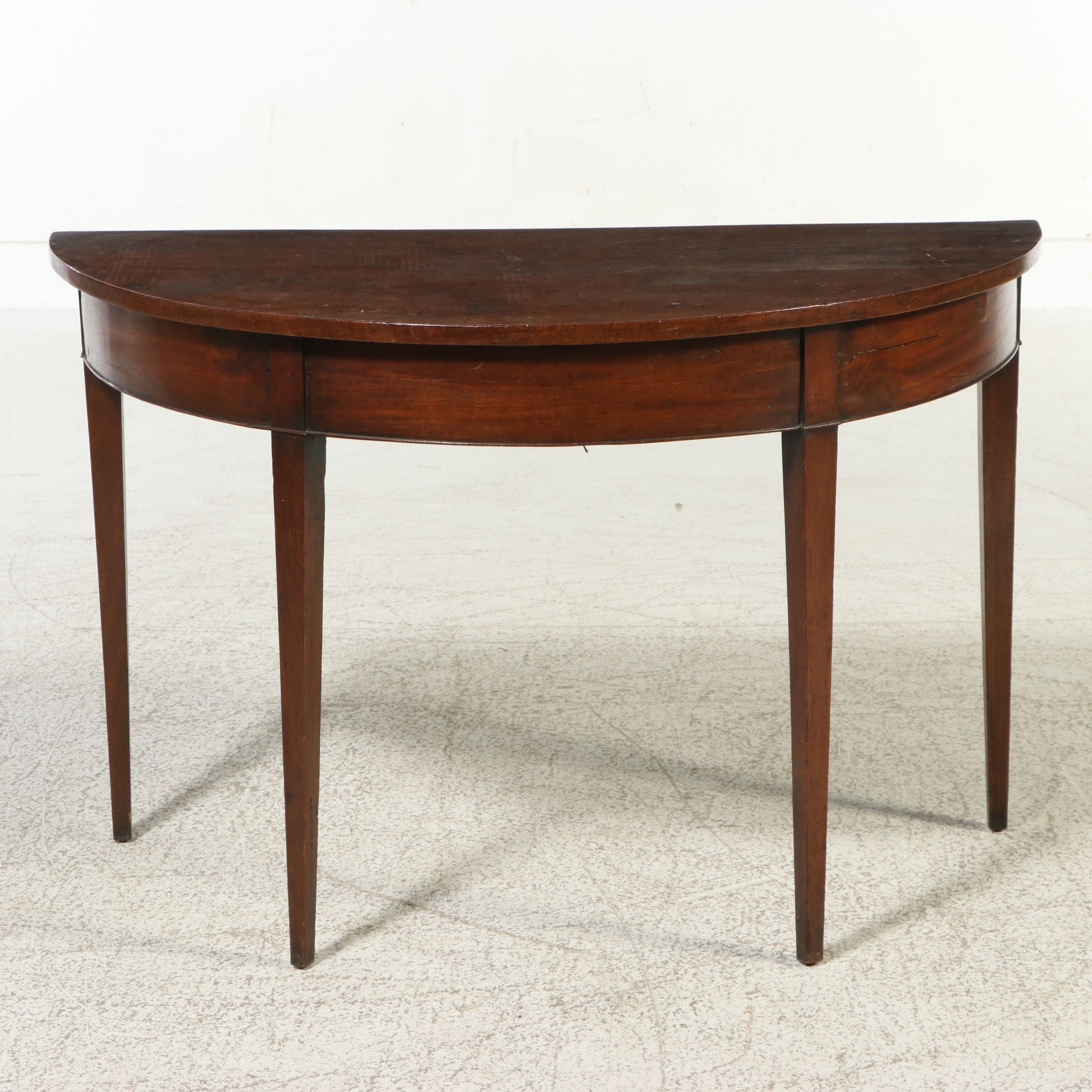 Hepplewhite Style Mahogany Demilune Console Table, Late 19th/Early 20th Century