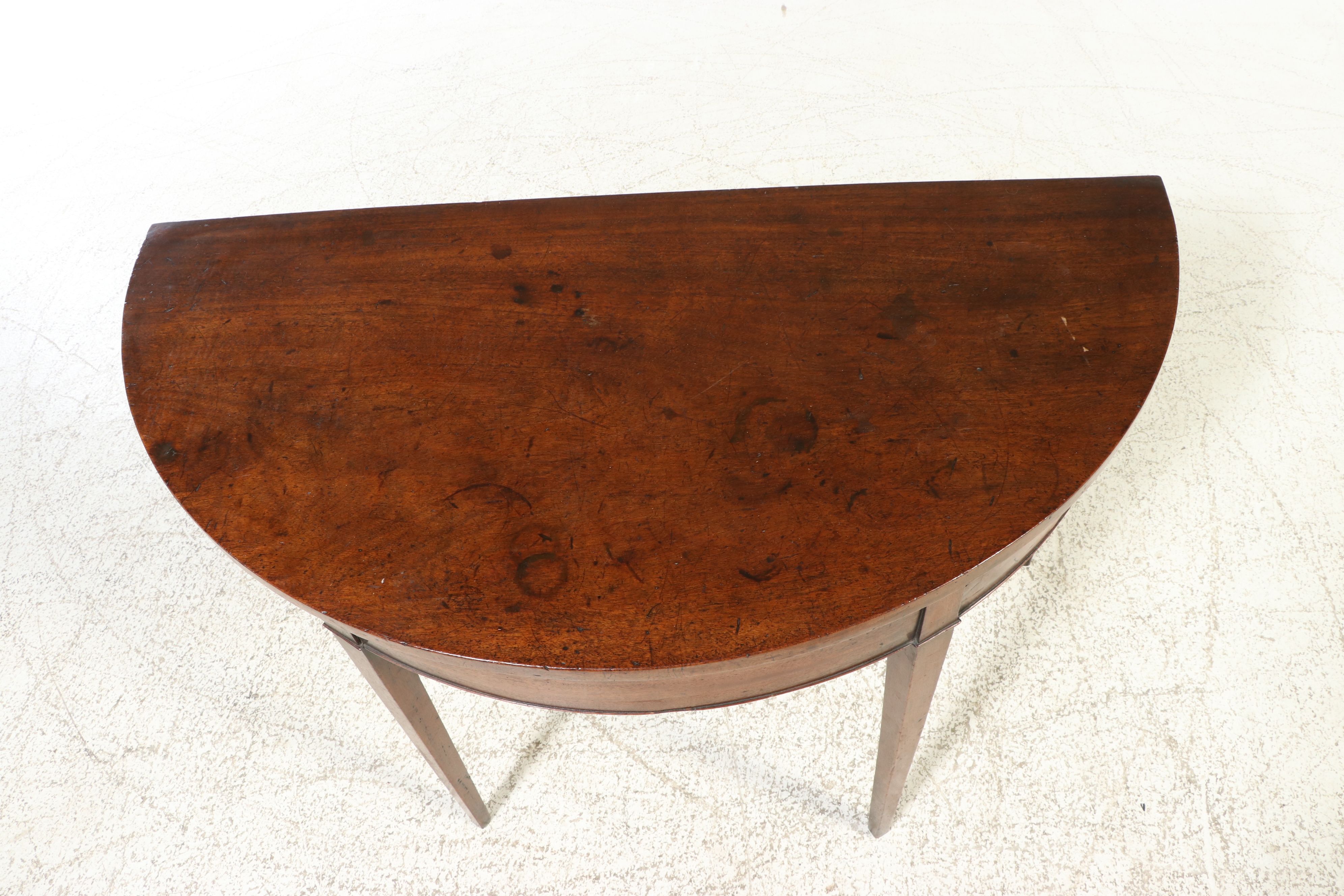 Hepplewhite Style Mahogany Demilune Console Table, Late 19th/Early 20th Century