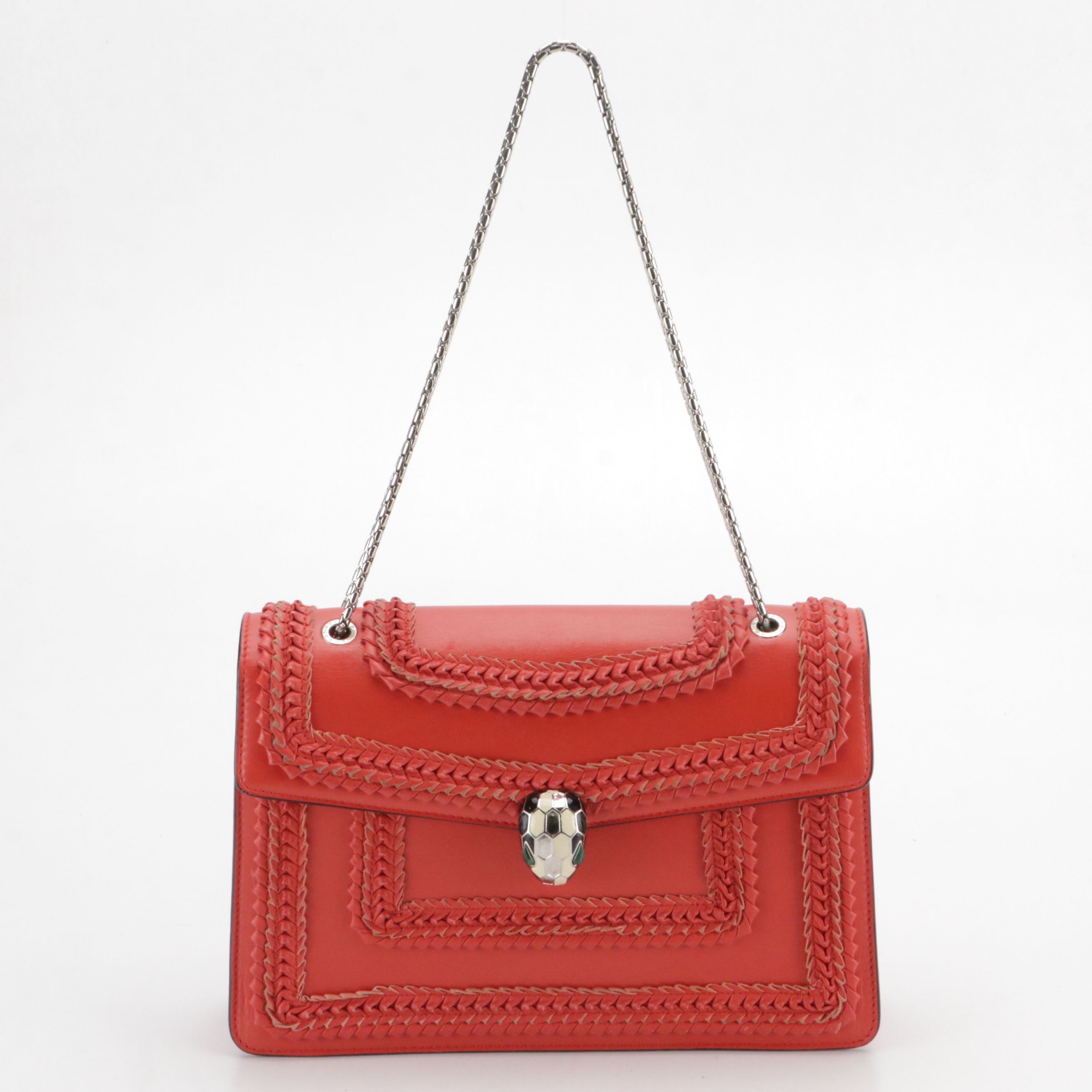 BVLGARI Serpenti Forever Chain Strap Bag in Calf Leather with Surface Detailing