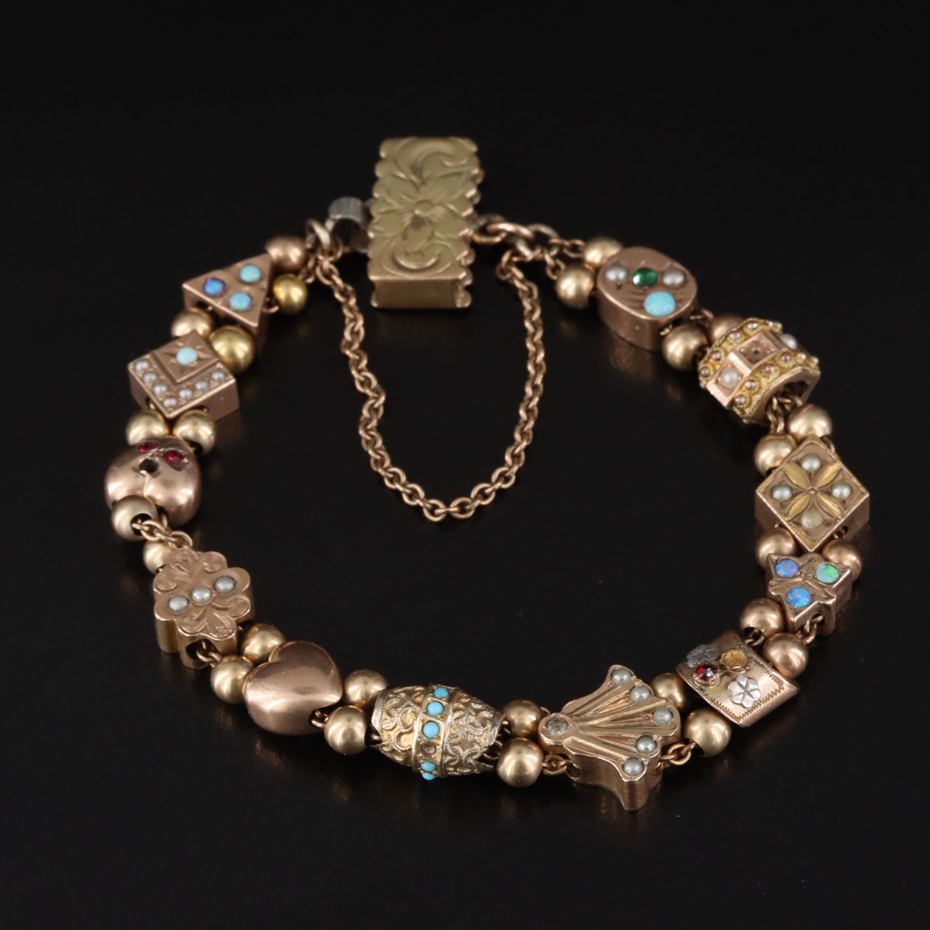 Victorian Slide Rhinestone Charm Bracelet