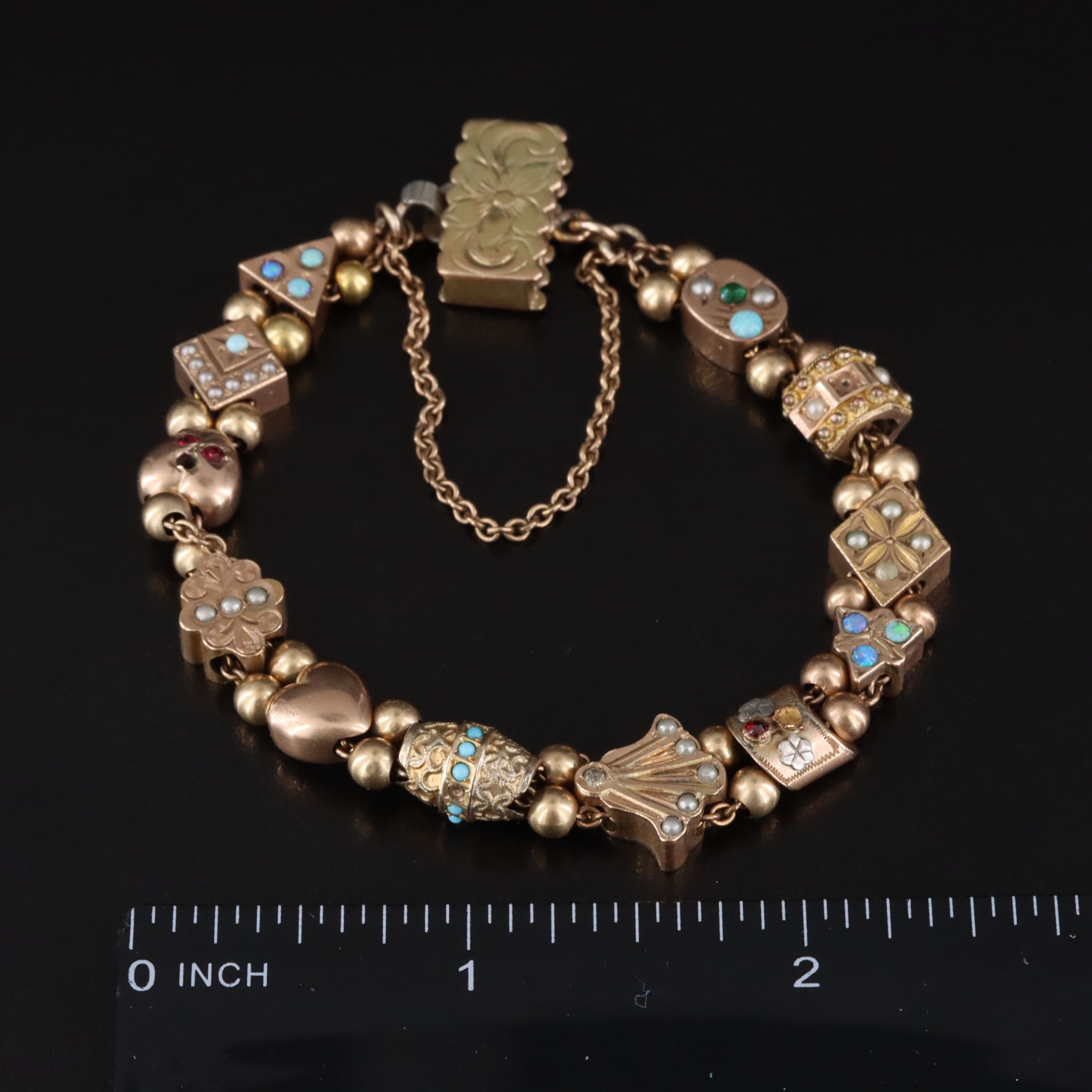 Victorian Slide Rhinestone Charm Bracelet