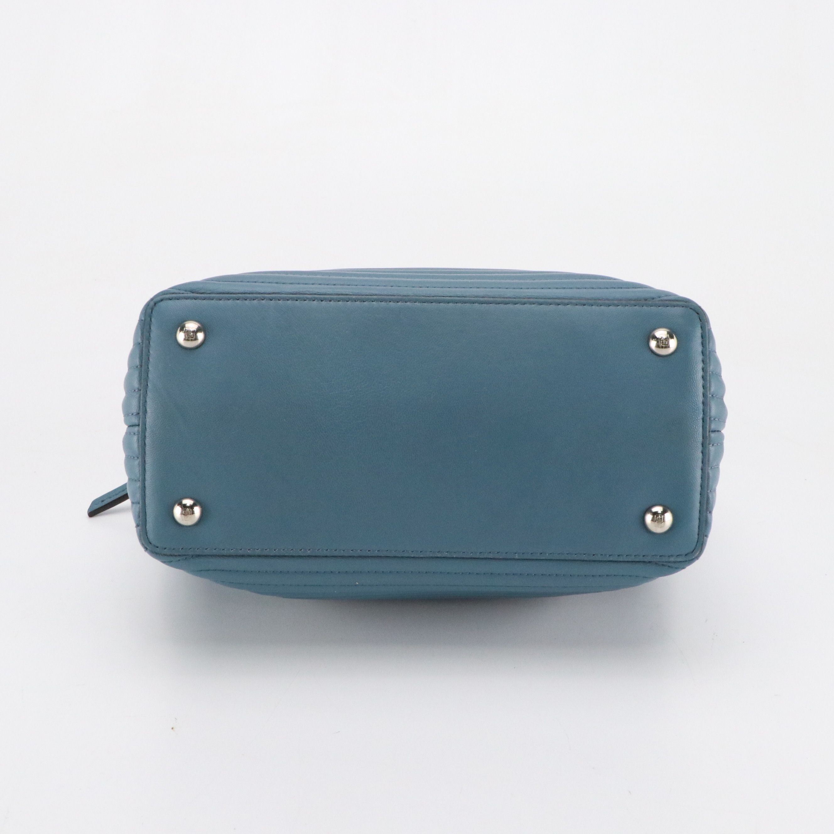 Fendi Small DotCom Satchel Bag in Blue Quilted Lambskin Leather