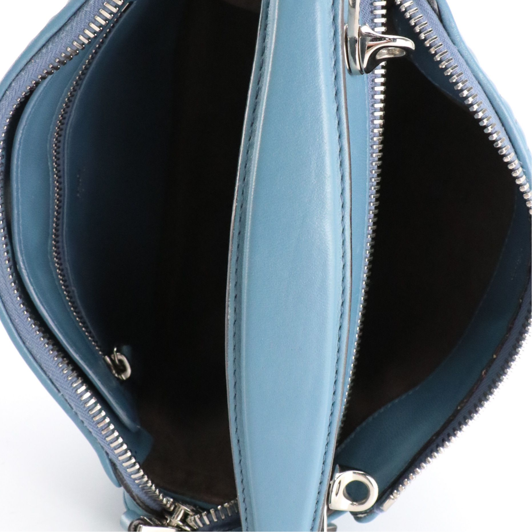 Fendi Small DotCom Satchel Bag in Blue Quilted Lambskin Leather