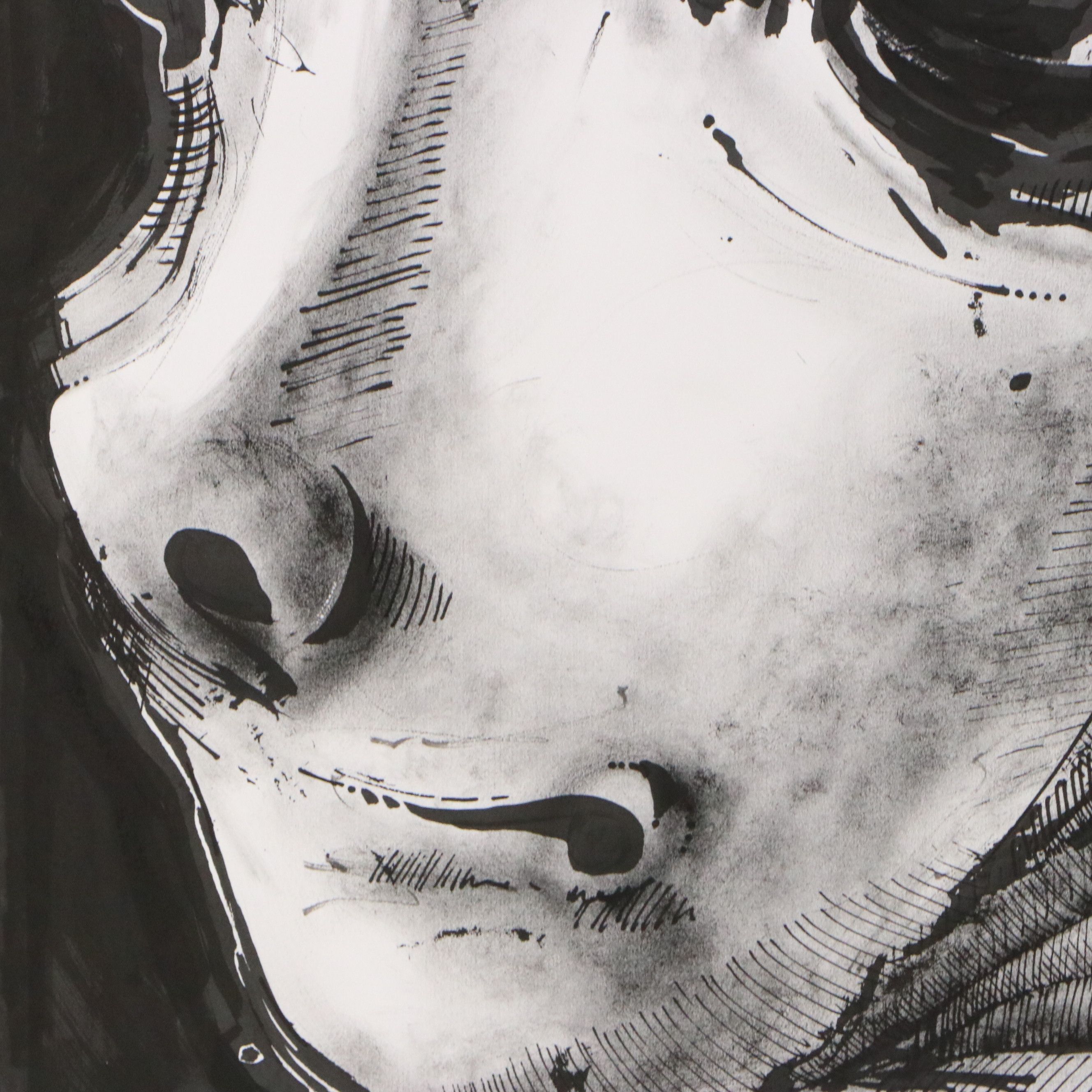 Raymond Graf Ink Wash Drawing "Girl with the Pearl," 2023