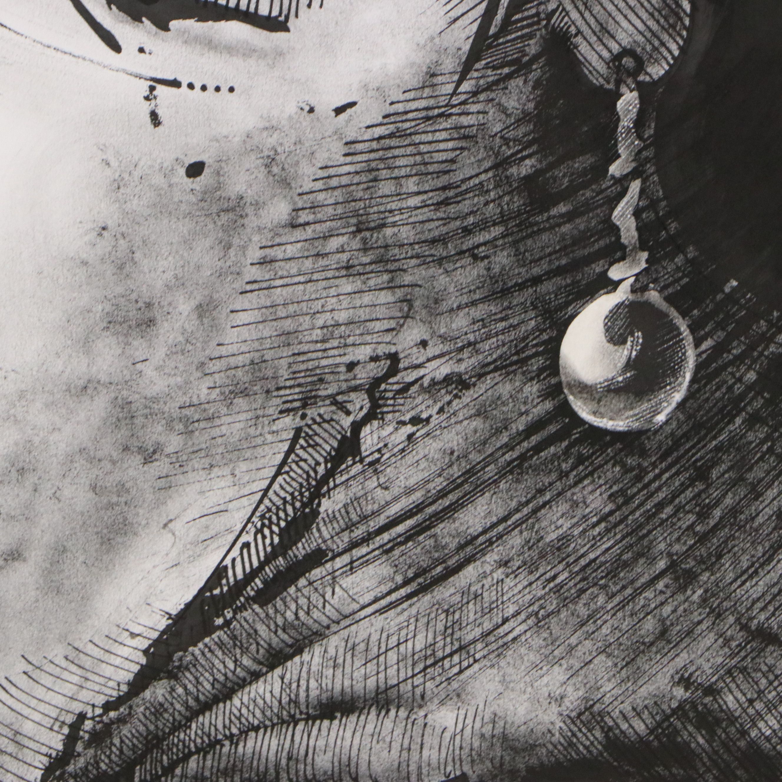 Raymond Graf Ink Wash Drawing "Girl with the Pearl," 2023