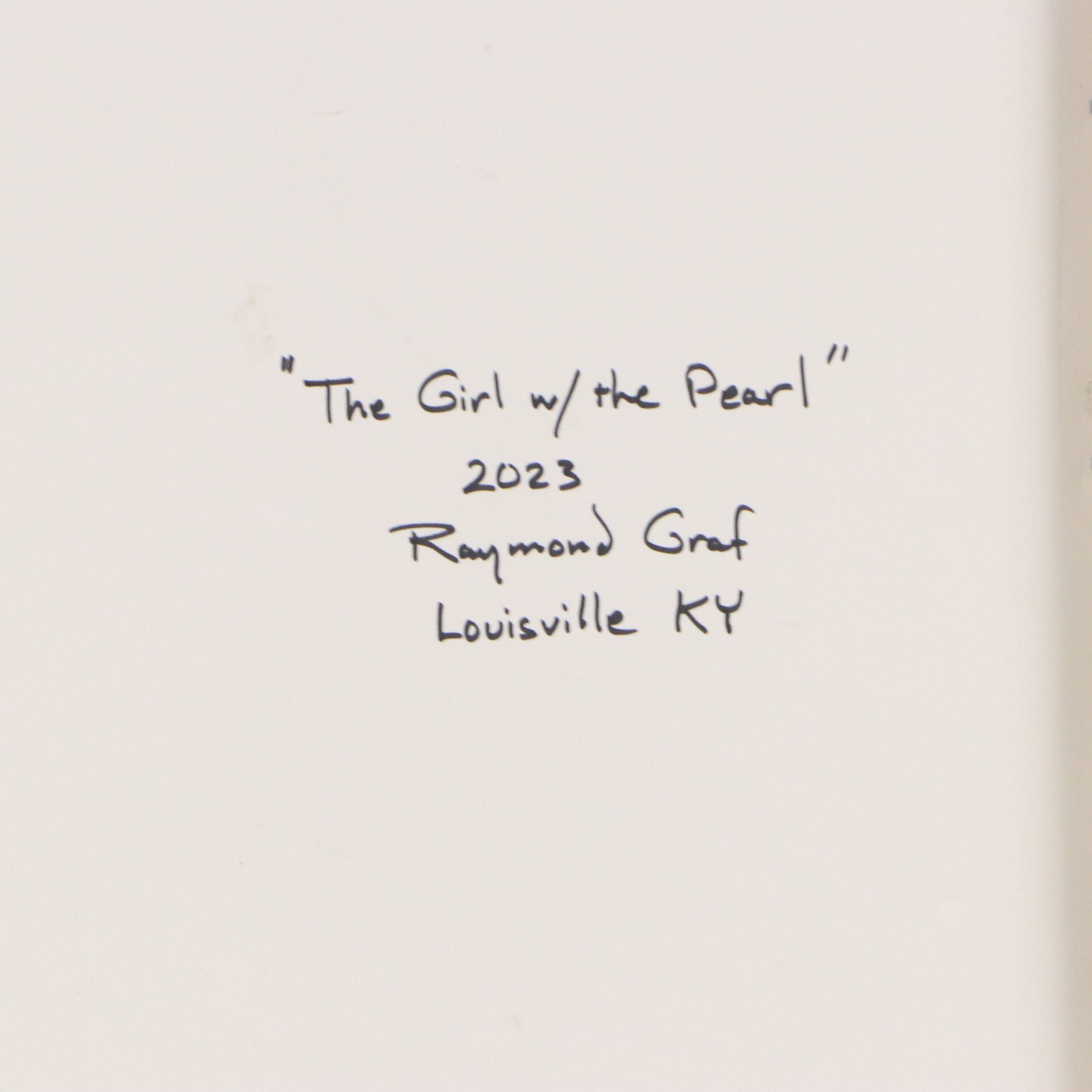 Raymond Graf Ink Wash Drawing "Girl with the Pearl," 2023