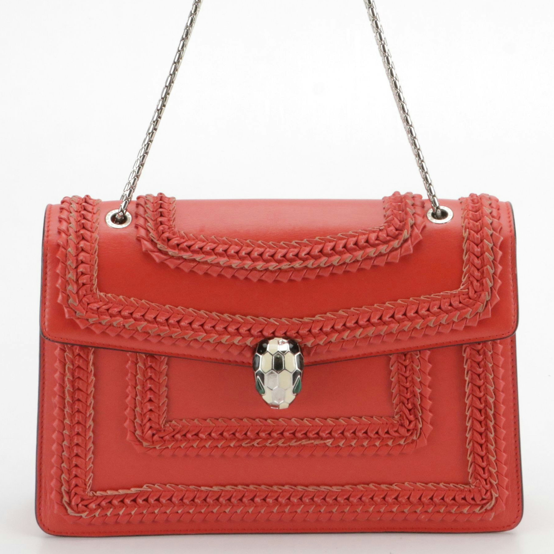 BVLGARI Serpenti Forever Chain Strap Bag in Calf Leather with Surface Detailing