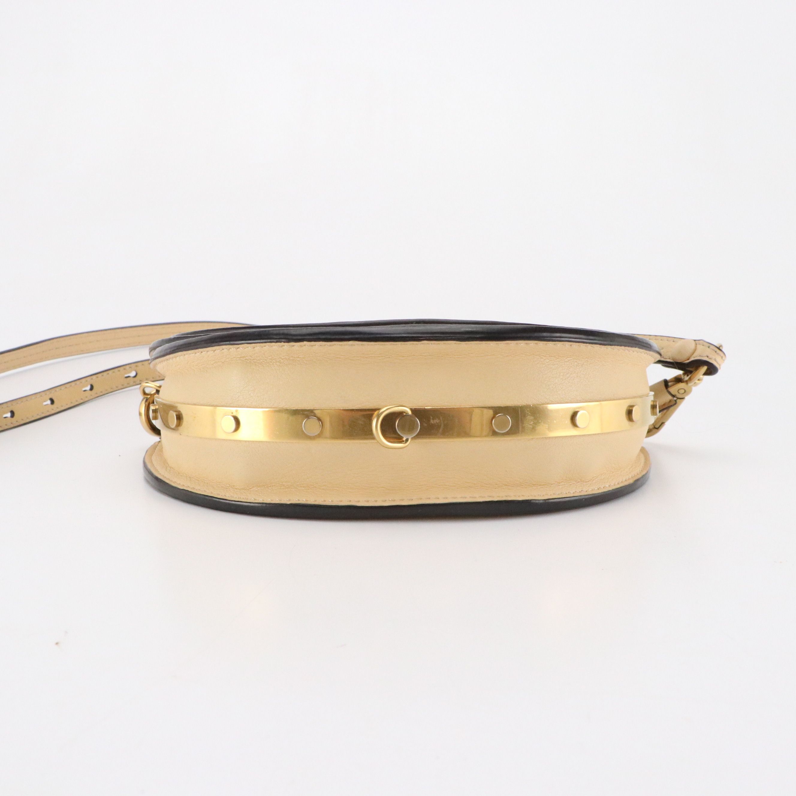 Chloé Nile Half Moon Crossbody Bracelet Bag in Beige Grained Calfskin Leather