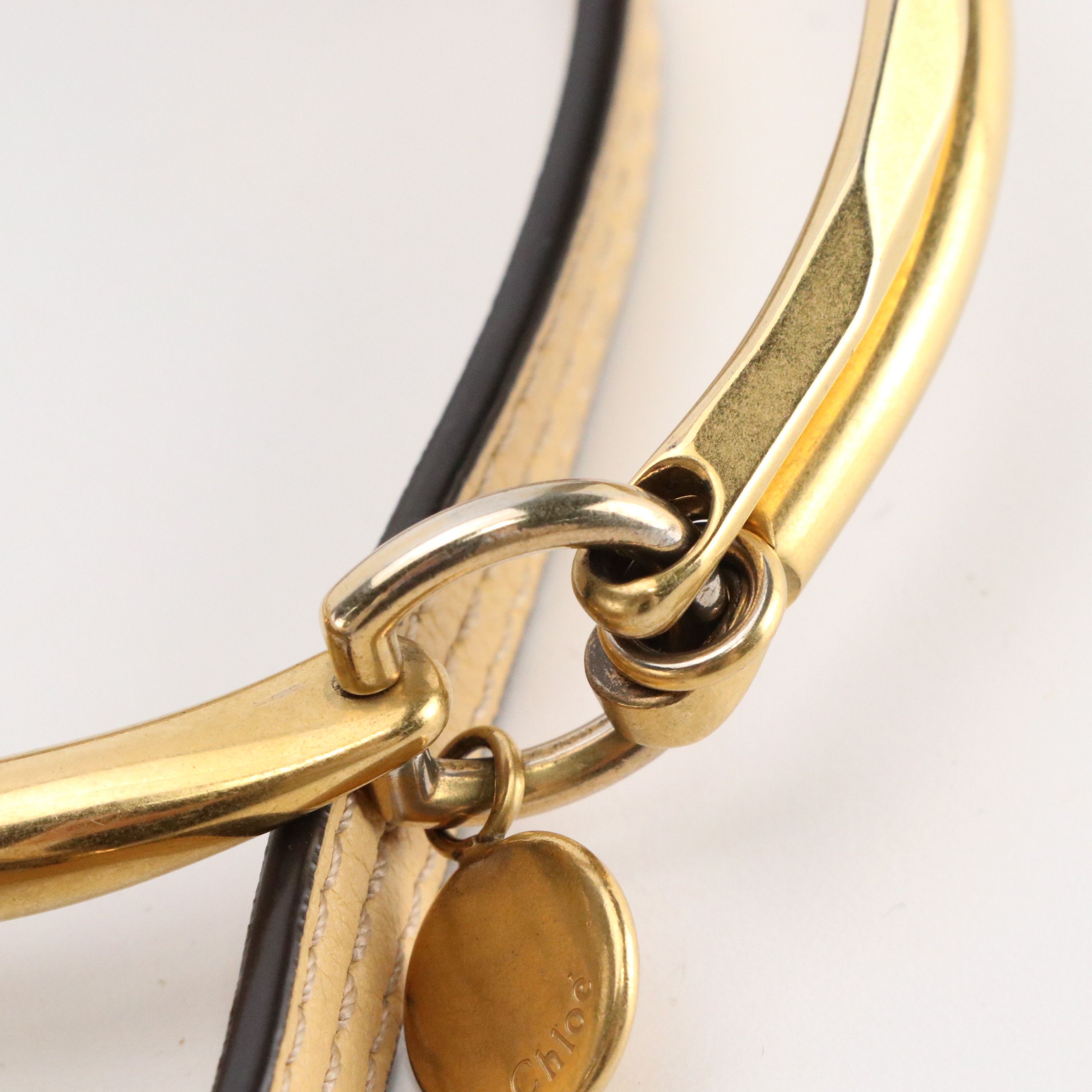 Chloé Nile Half Moon Crossbody Bracelet Bag in Beige Grained Calfskin Leather