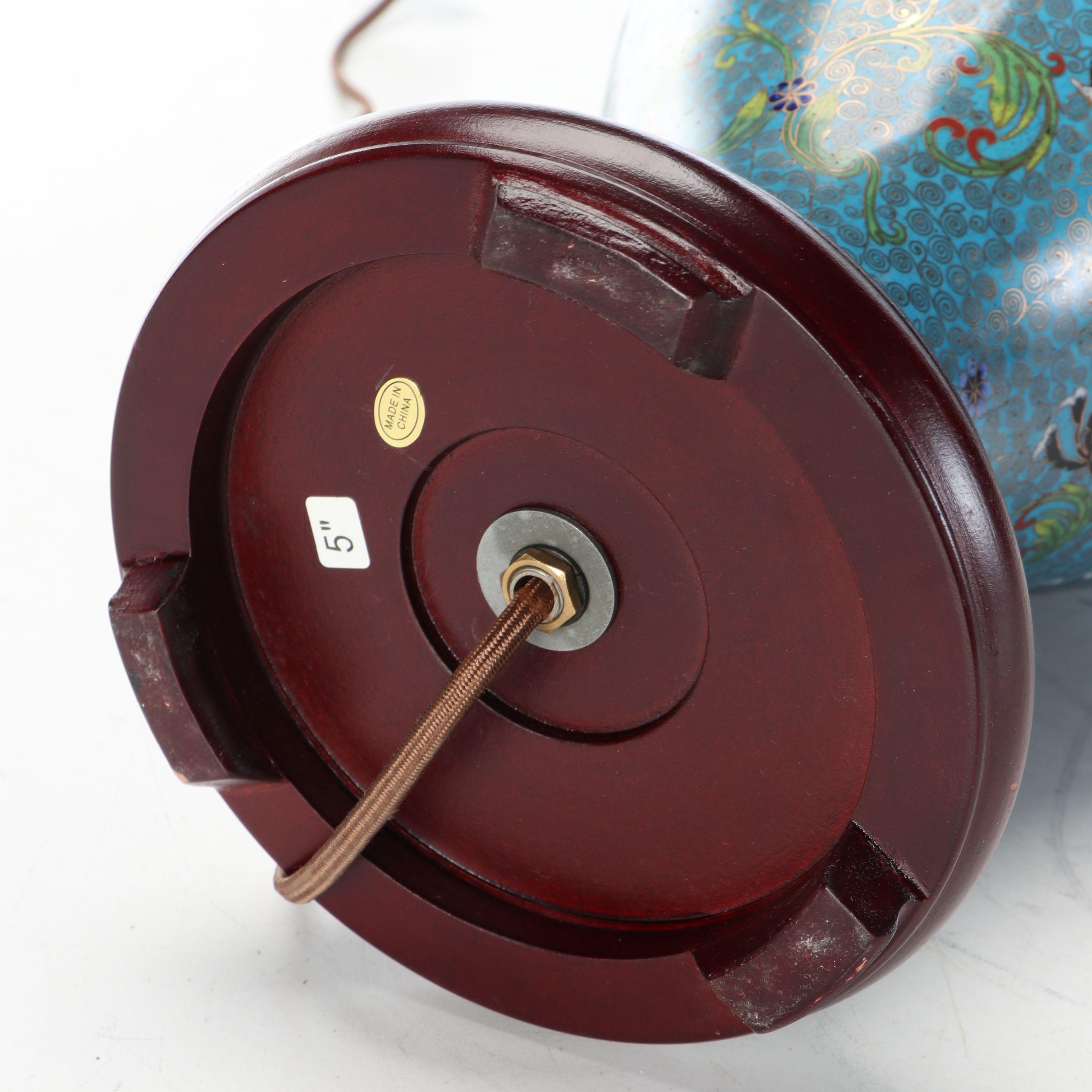 Chinese Cloisonné Enamel on Brass Five-Toed Dragon Table Lamp