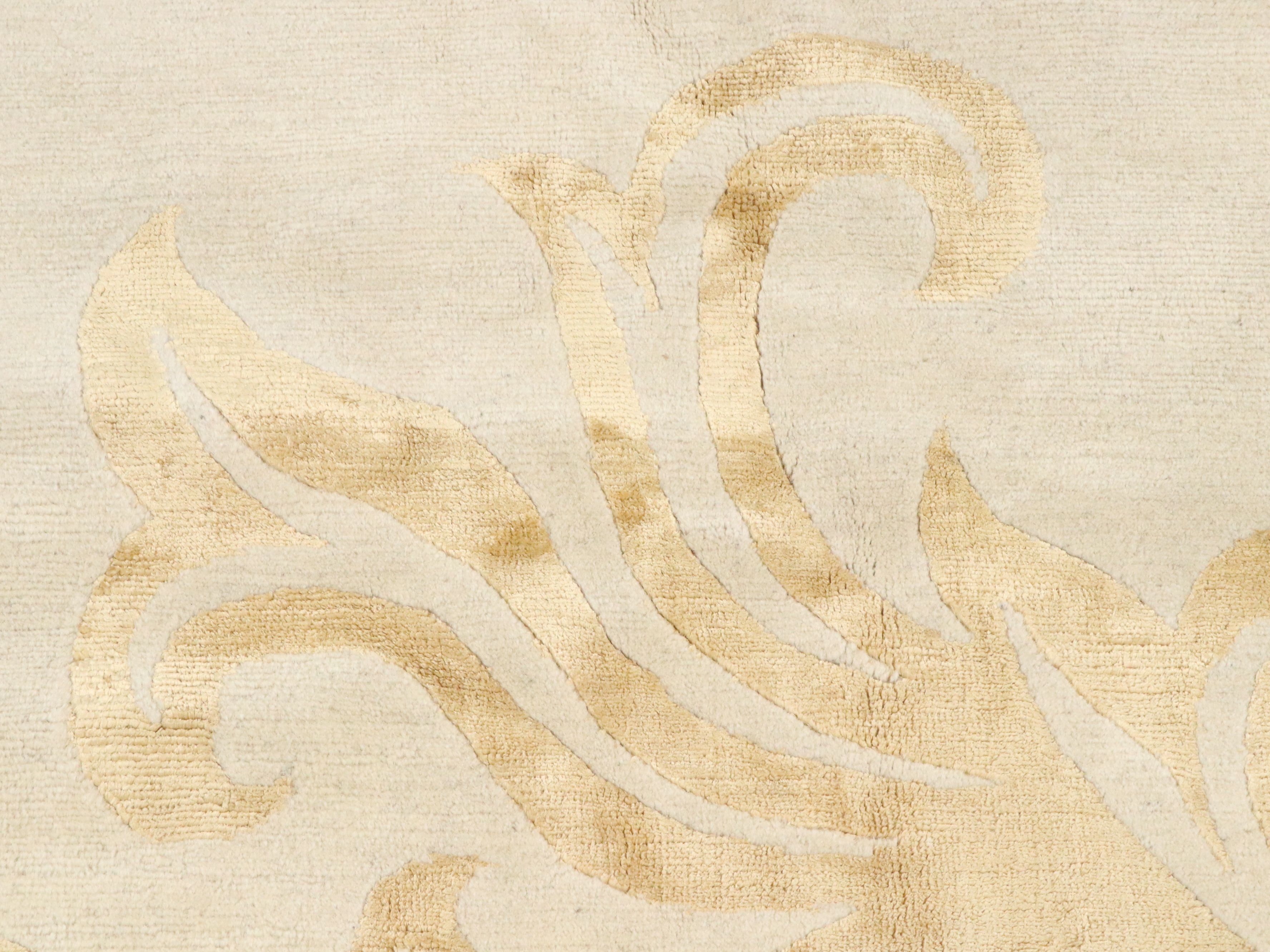 13'4 x 17'3 Hand-Loomed Contemporary Damask Style Room-Sized Rug