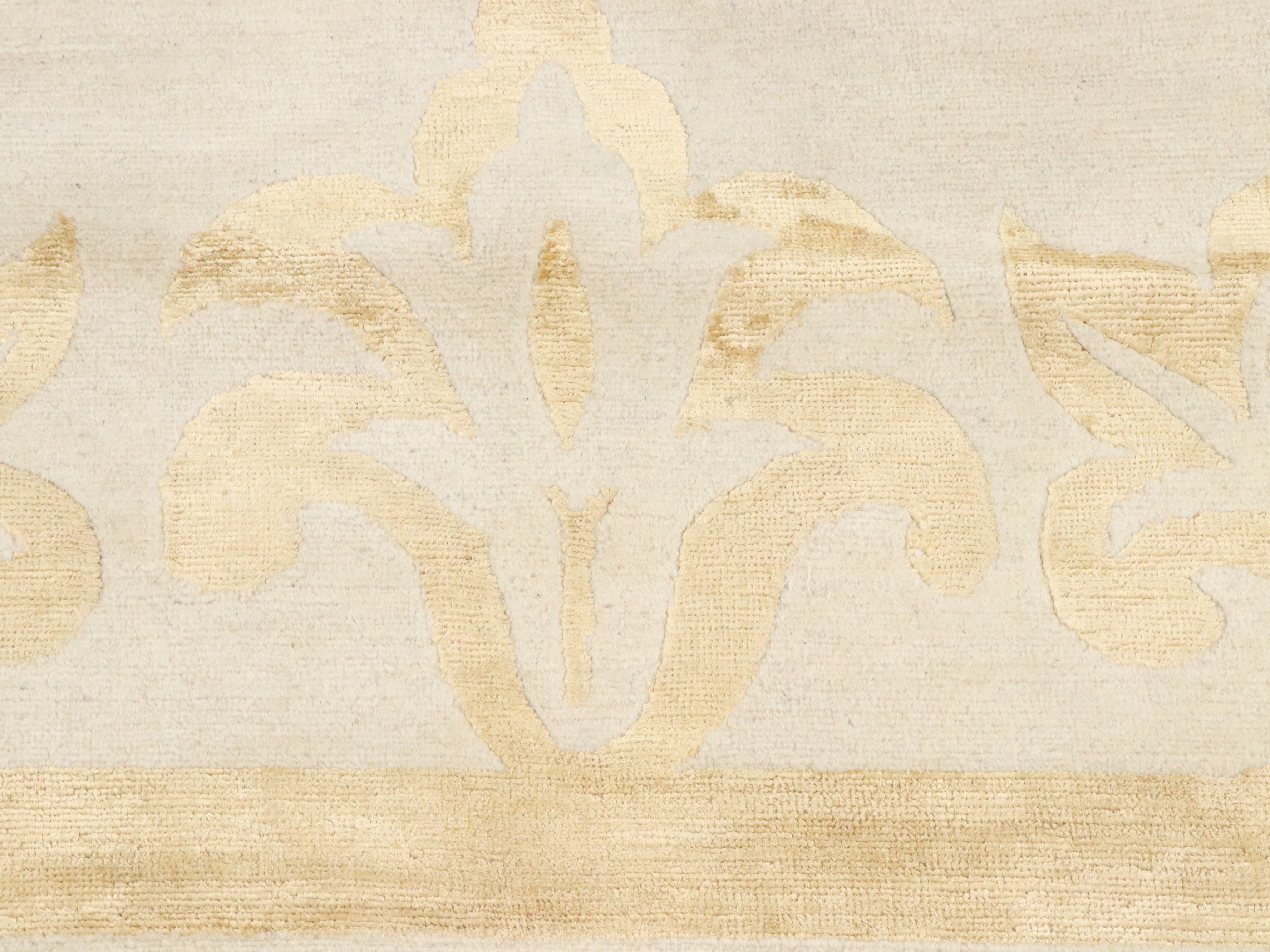 13'4 x 17'3 Hand-Loomed Contemporary Damask Style Room-Sized Rug