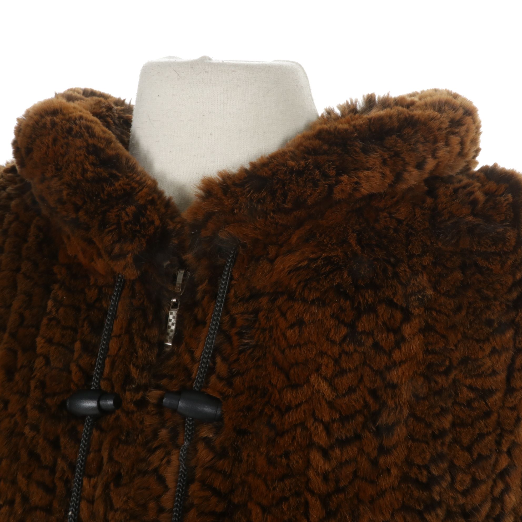 Knitted Rabbit Fur Zip-Front Jacket with Leather Accents by Il Fait Froid