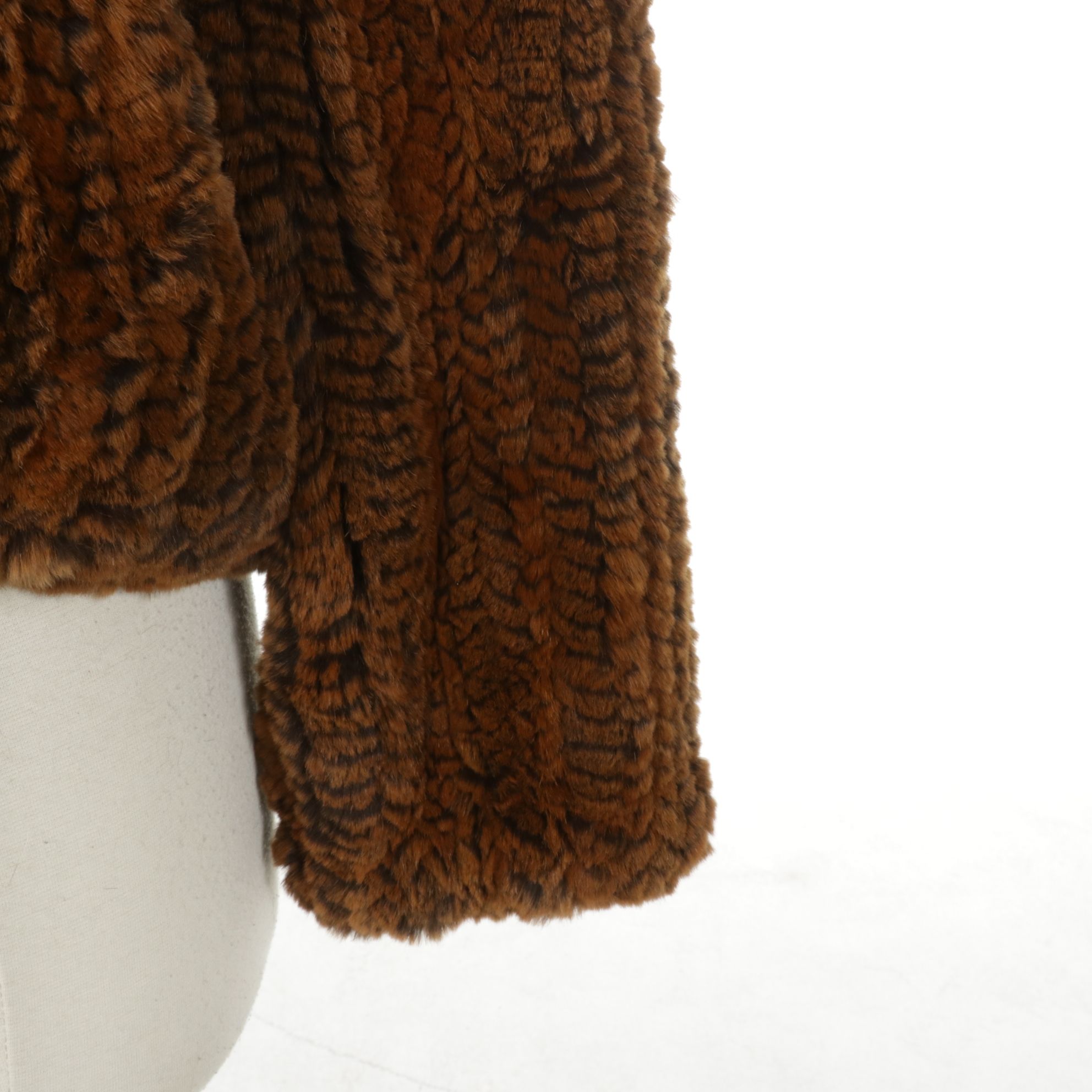 Knitted Rabbit Fur Zip-Front Jacket with Leather Accents by Il Fait Froid