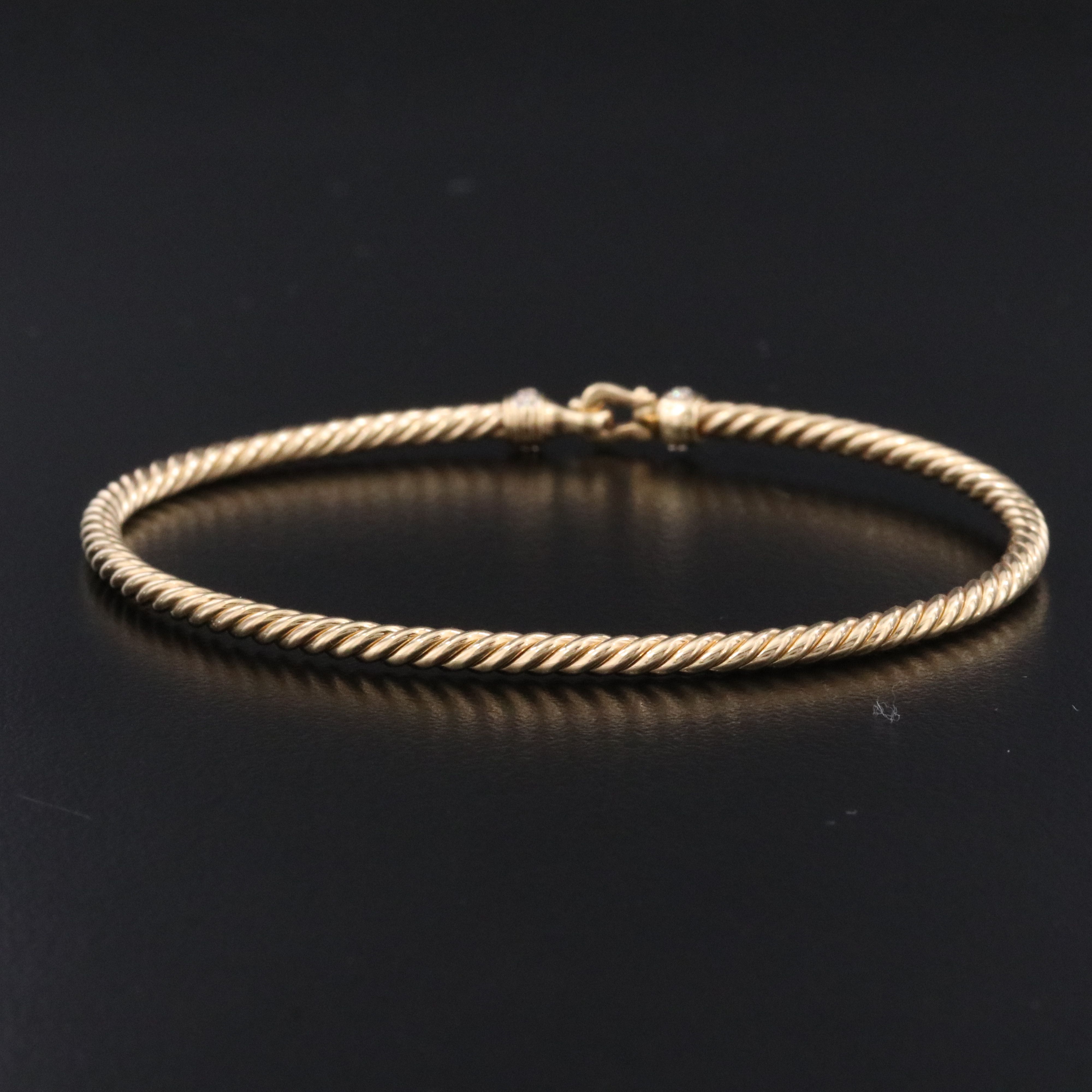 David Yurman 18K Diamond Cable Classic Buckle Bracelet