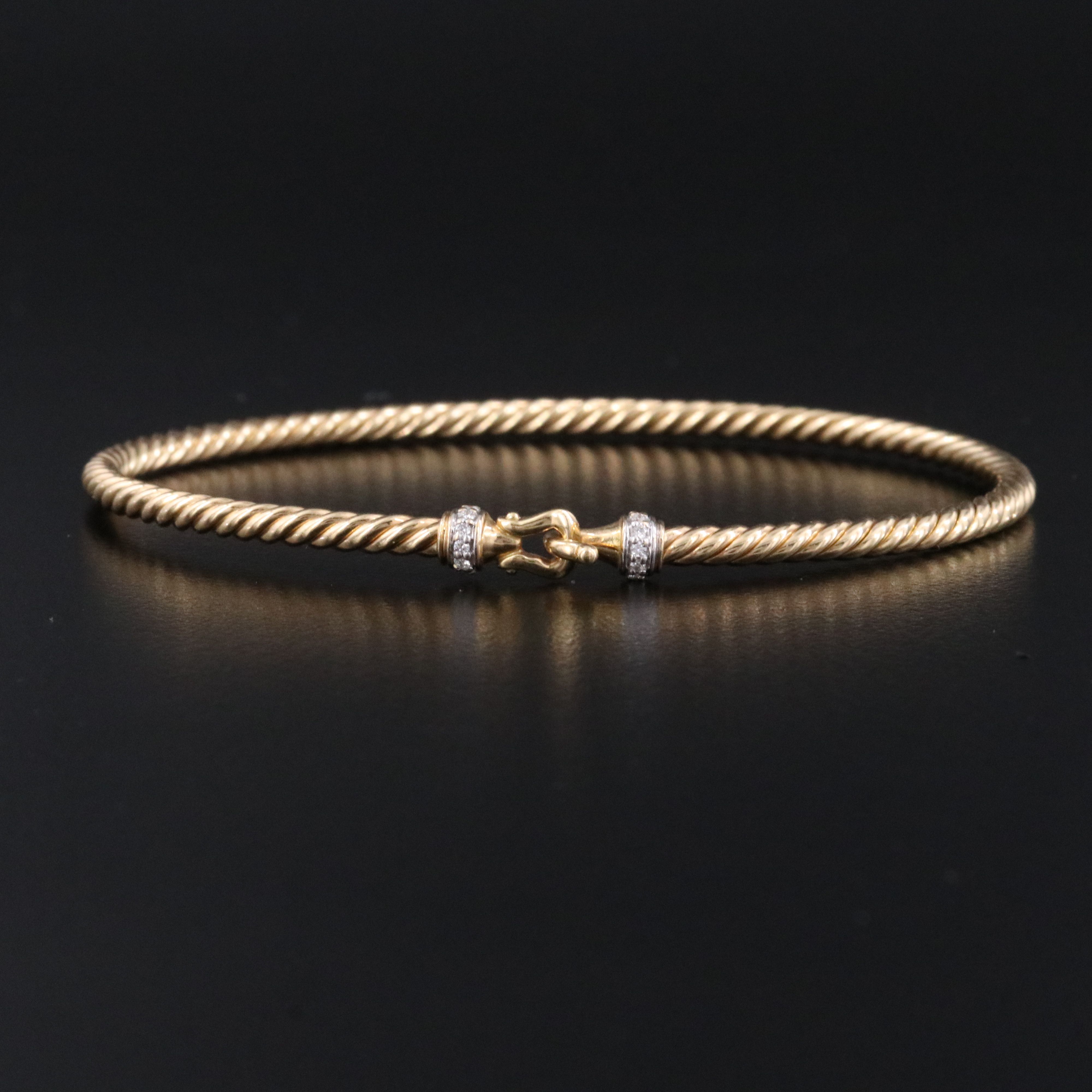 David Yurman 18K Diamond Cable Classic Buckle Bracelet