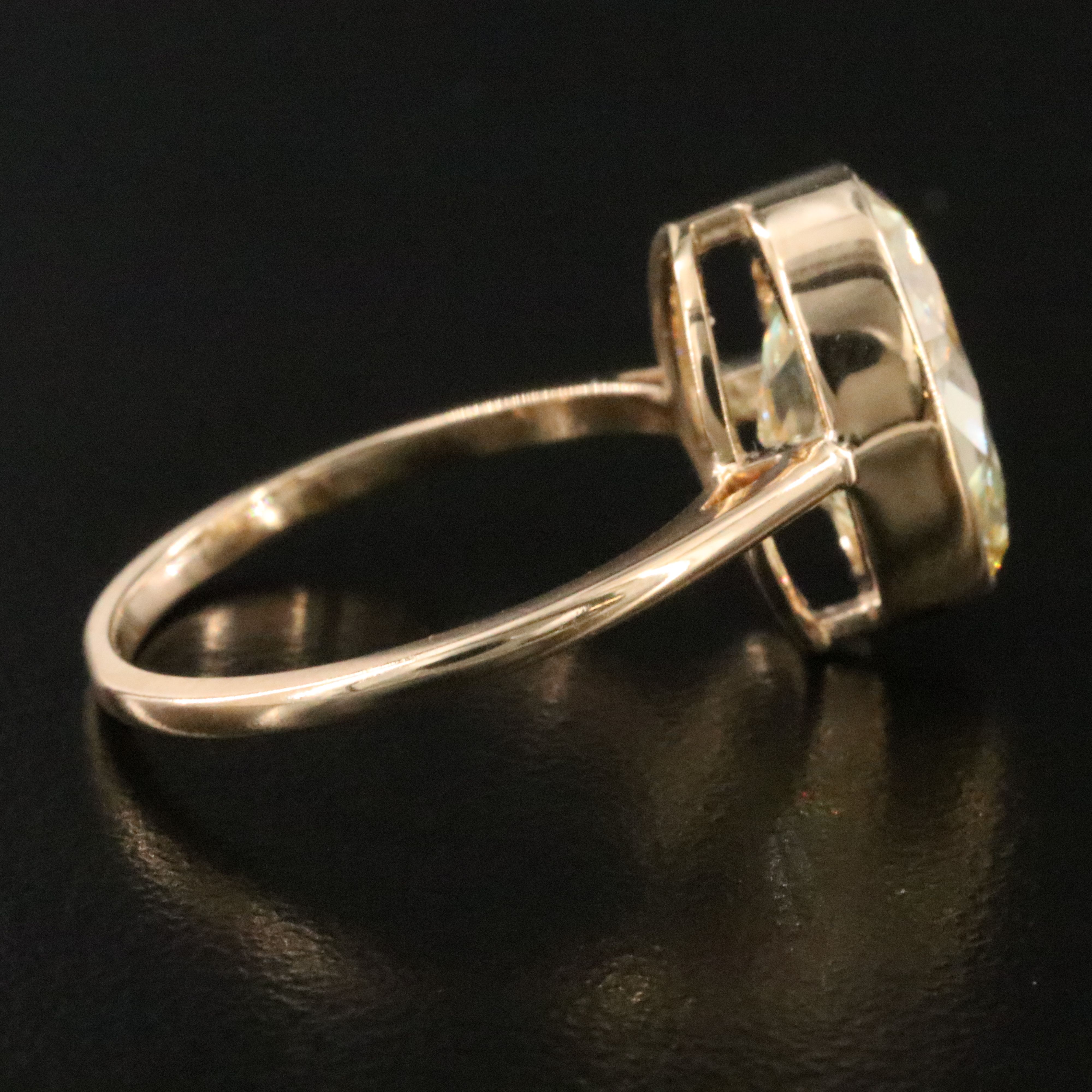 18K 4.03 CT Lab Grown Fancy Intense Yellow Diamond Ring with IGI Report