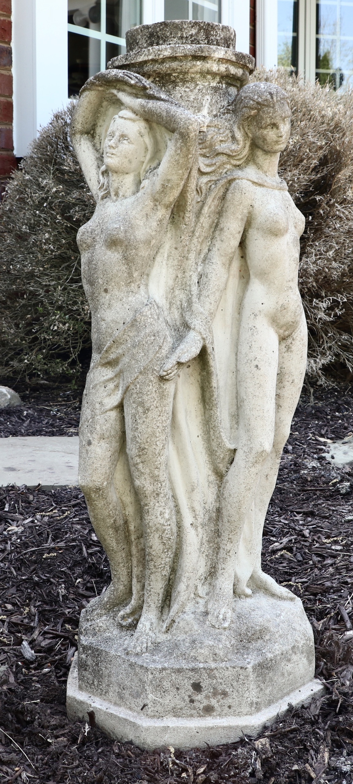 Neoclassical Three Graces Sculptural Garden Pedestal