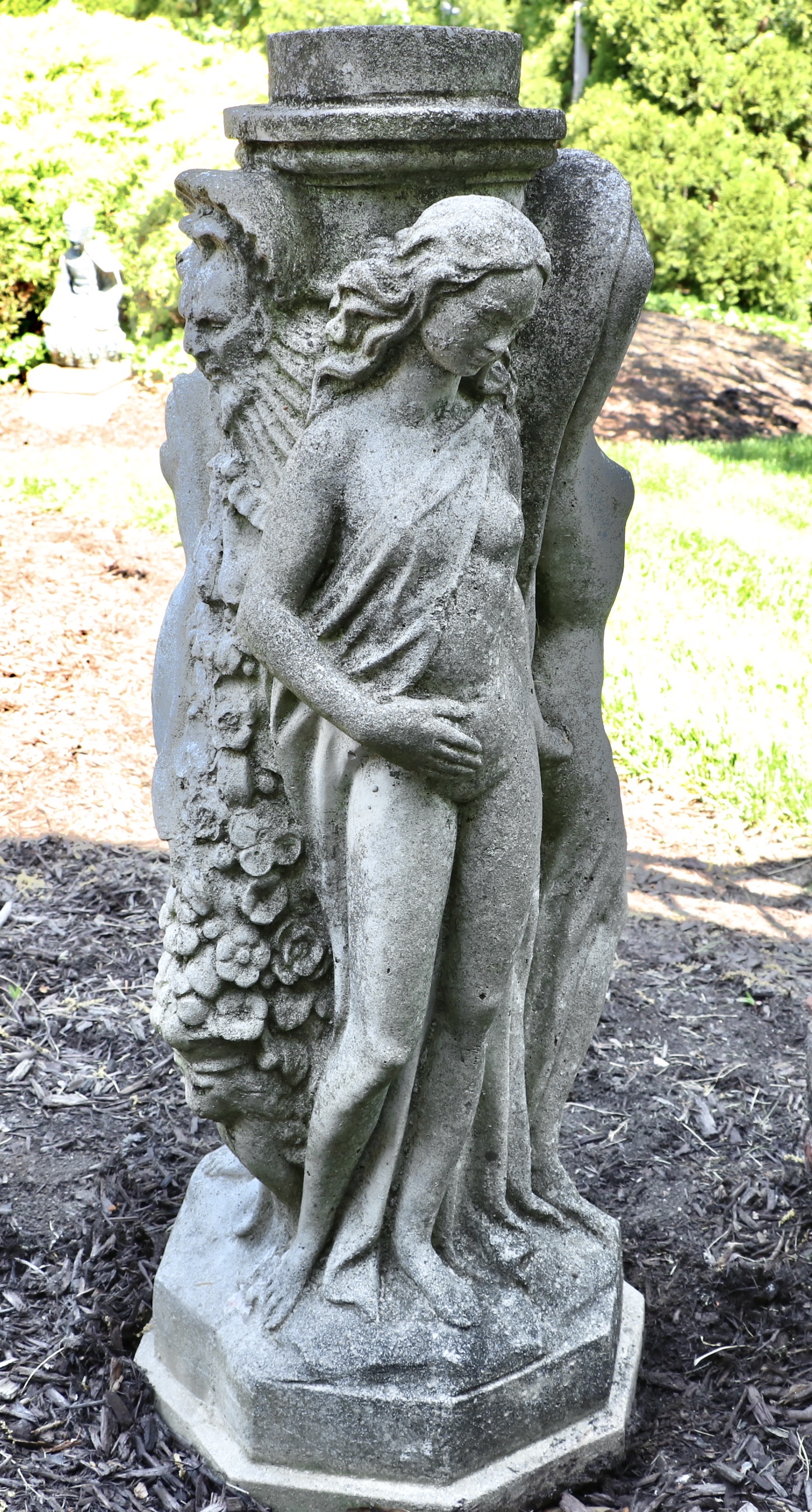 Neoclassical Three Graces Sculptural Garden Pedestal