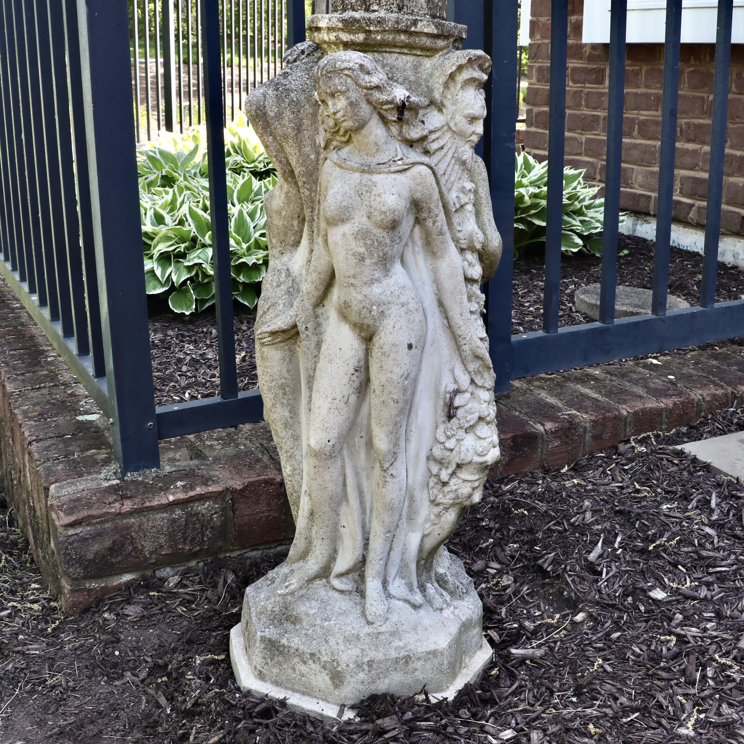 Neoclassical Three Graces Sculptural Garden Pedestal