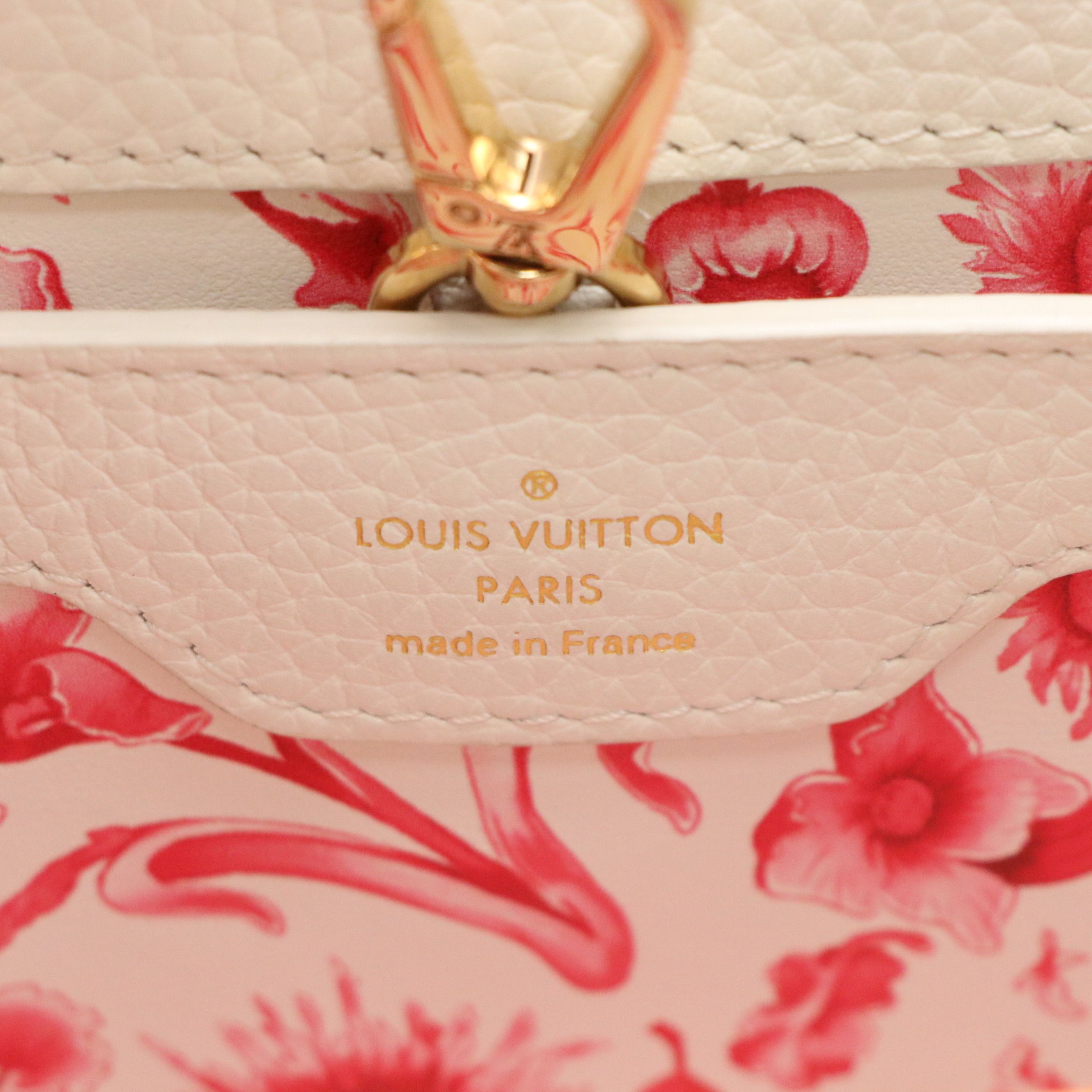Louis Vuitton Capucines BB Pink Color Block Handle Bag in Snow Taurillon Leather