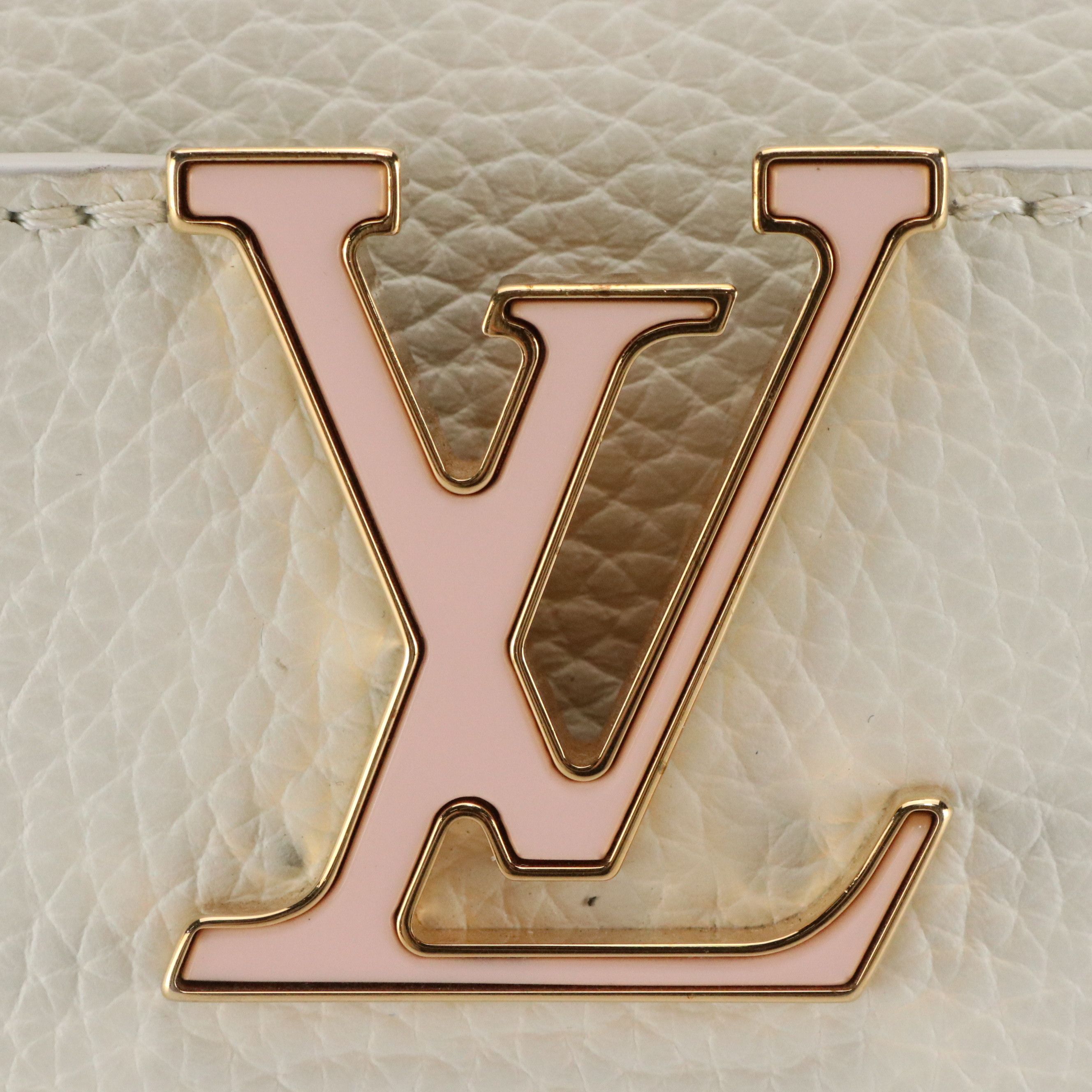 Louis Vuitton Capucines BB Pink Color Block Handle Bag in Snow Taurillon Leather