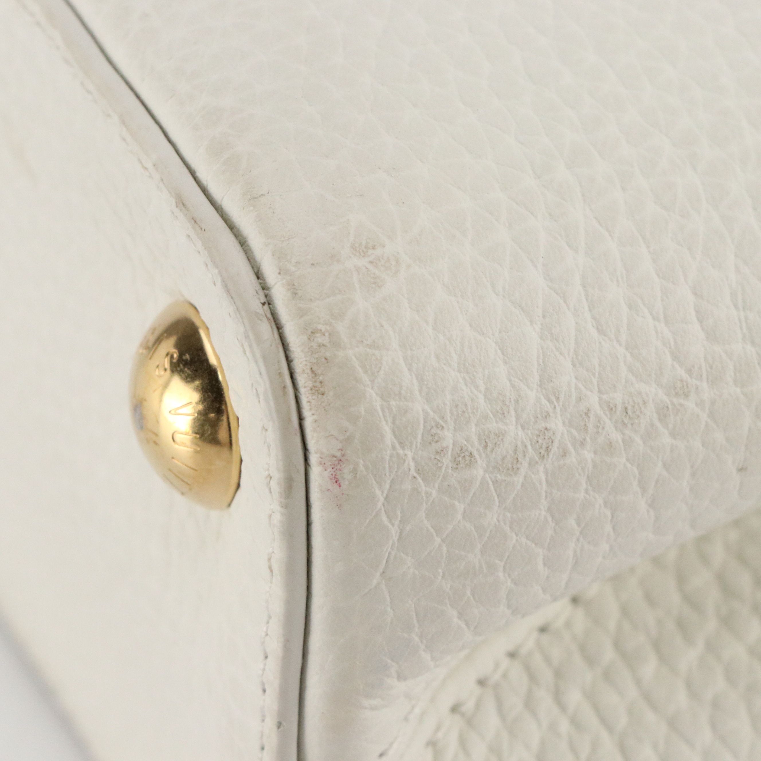 Louis Vuitton Capucines BB Pink Color Block Handle Bag in Snow Taurillon Leather