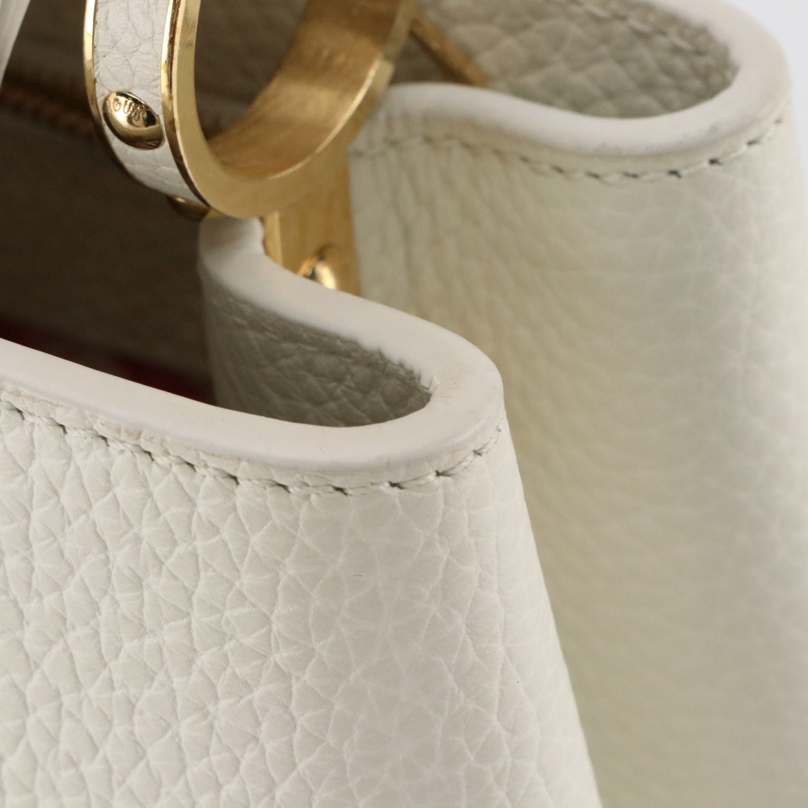 Louis Vuitton Capucines BB Pink Color Block Handle Bag in Snow Taurillon Leather