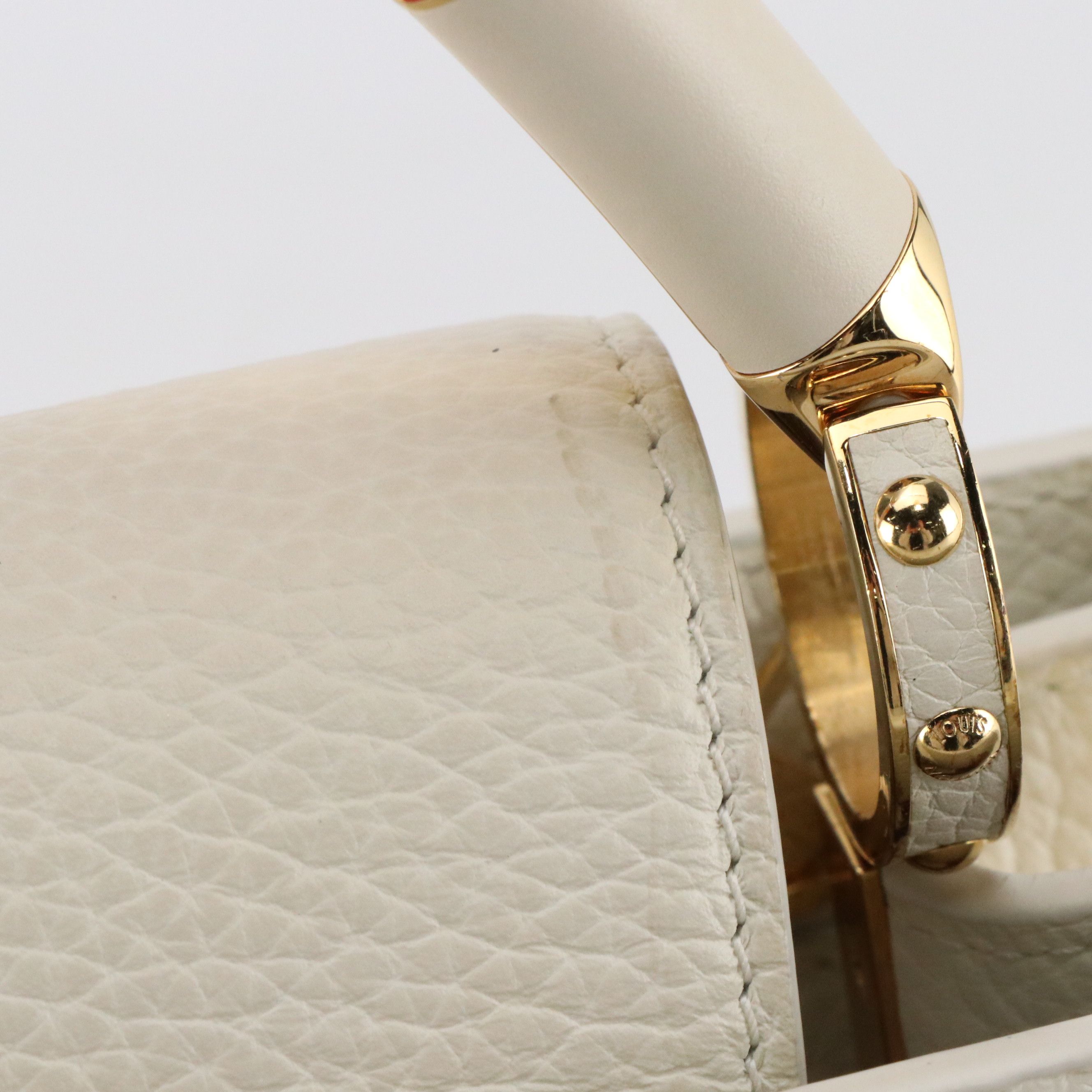 Louis Vuitton Capucines BB Pink Color Block Handle Bag in Snow Taurillon Leather