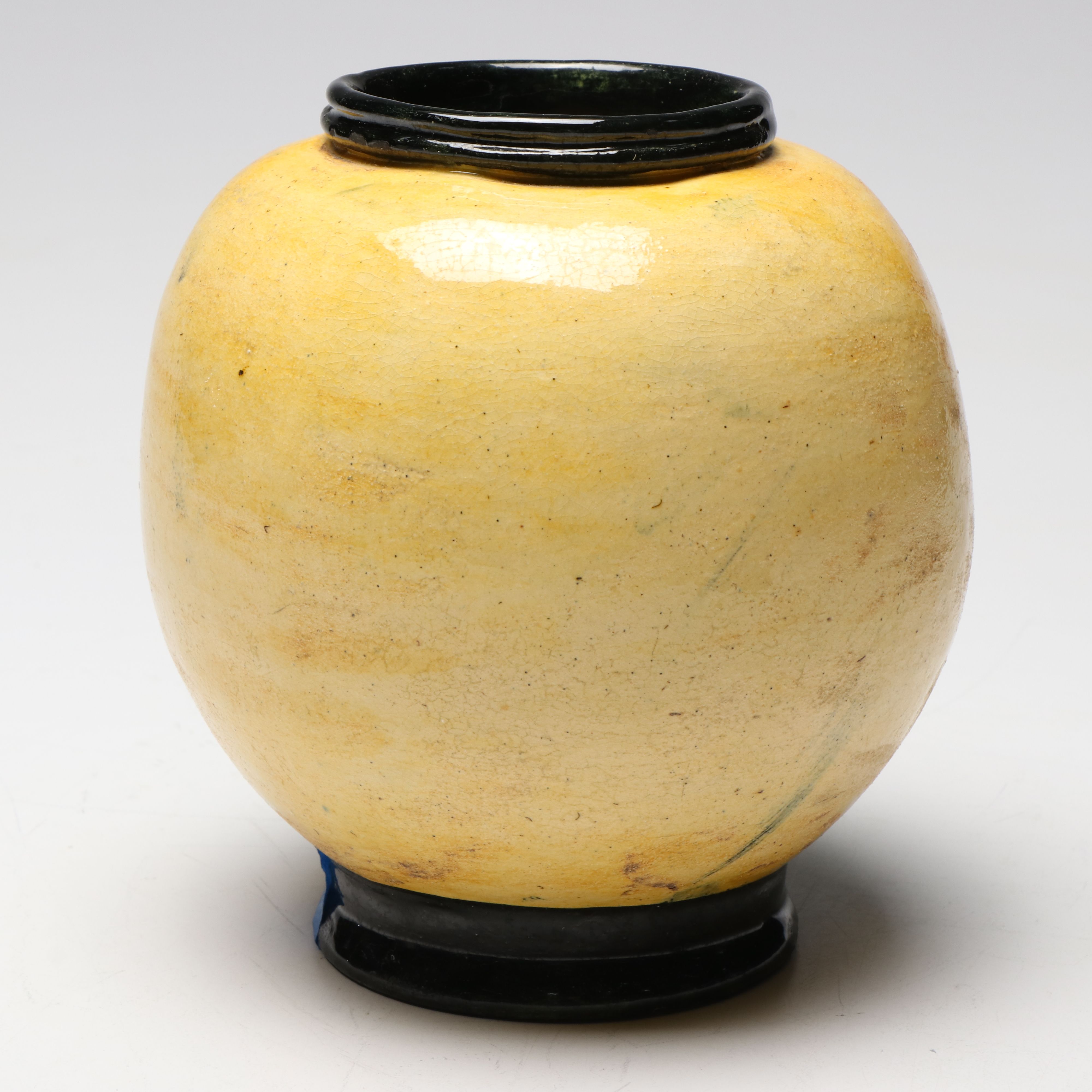 Art Deco Majolica Style Nude Figure Ceramic Vase