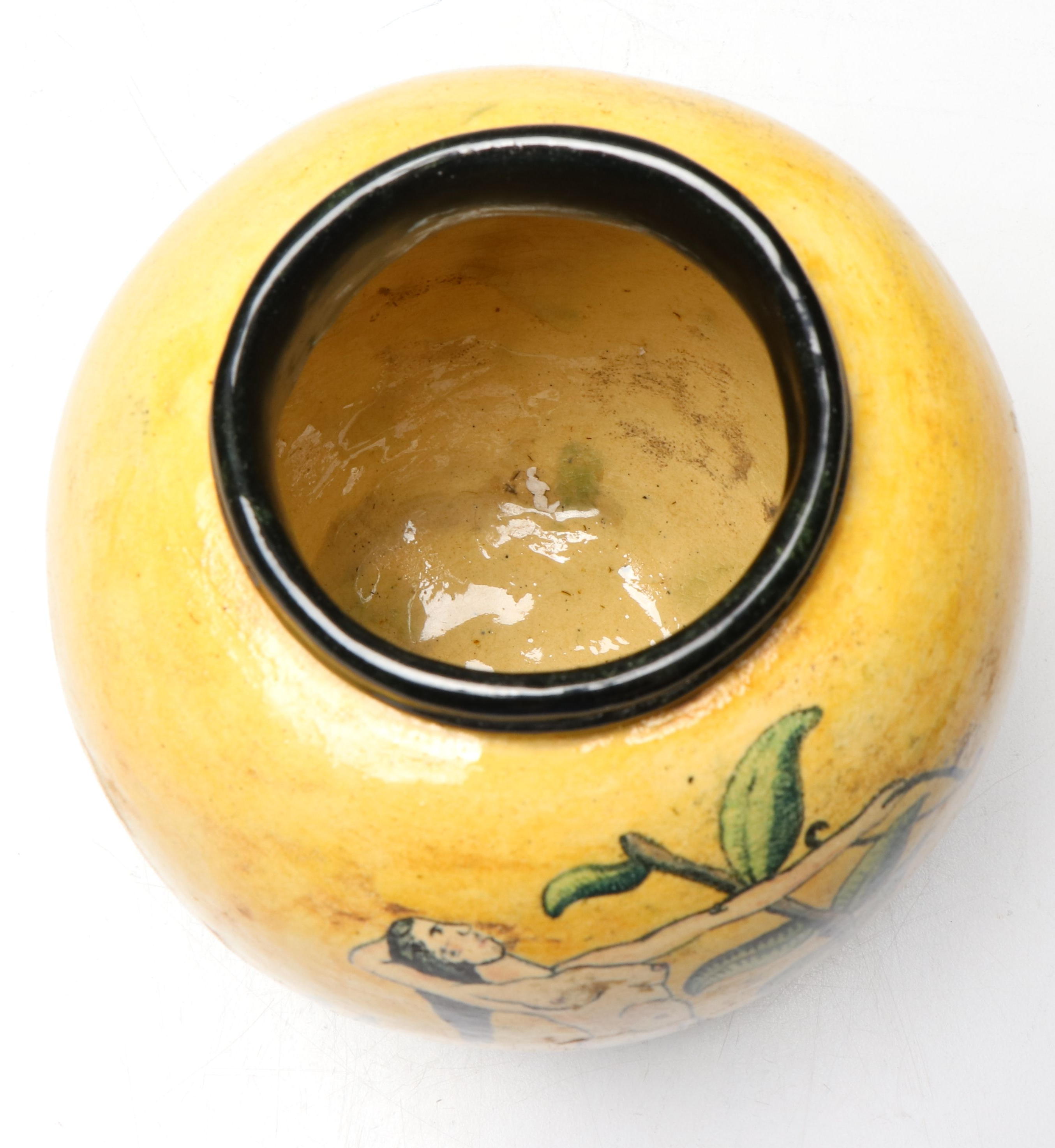 Art Deco Majolica Style Nude Figure Ceramic Vase