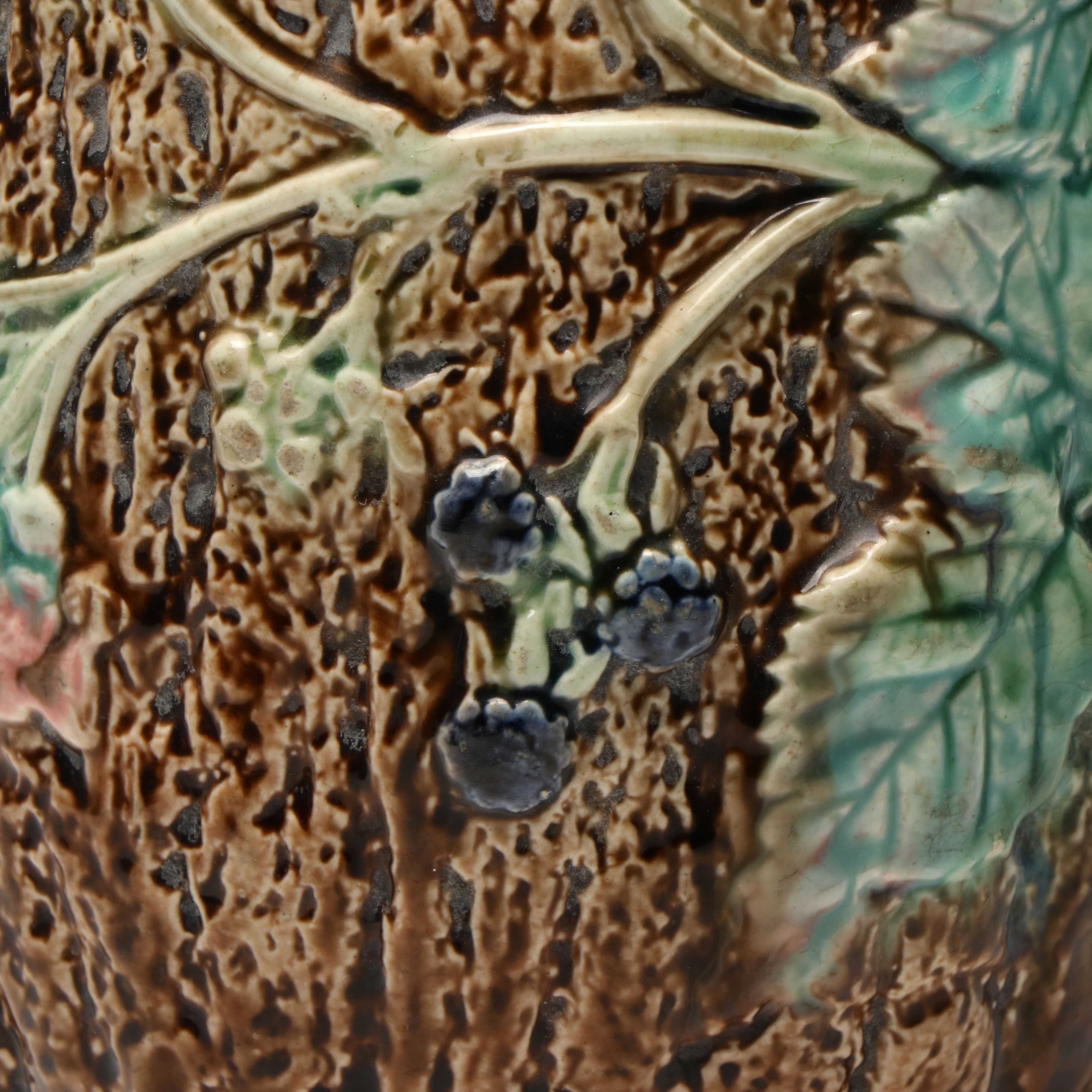 European Majolica Vegetal Faux Bois Pitcher