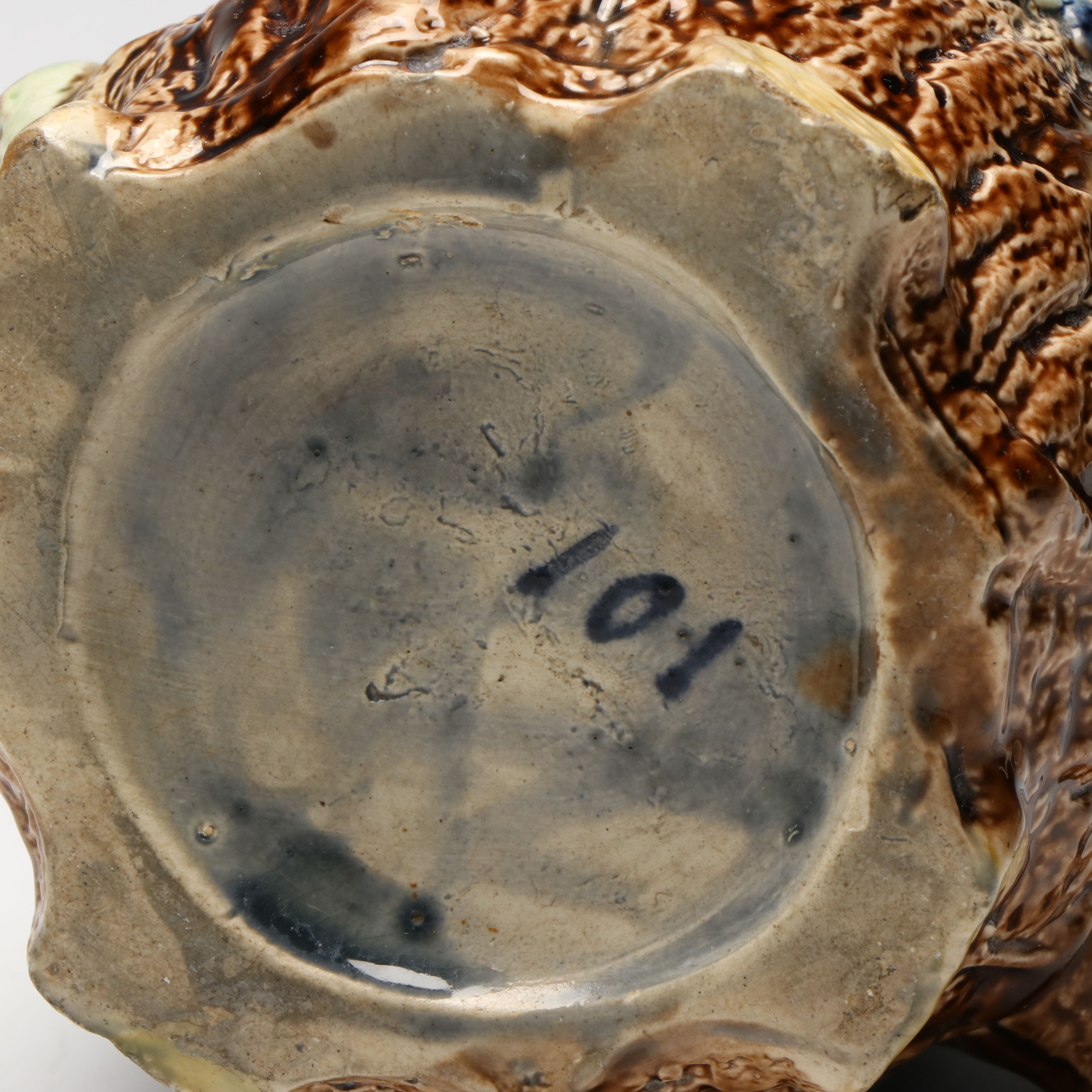 European Majolica Vegetal Faux Bois Pitcher