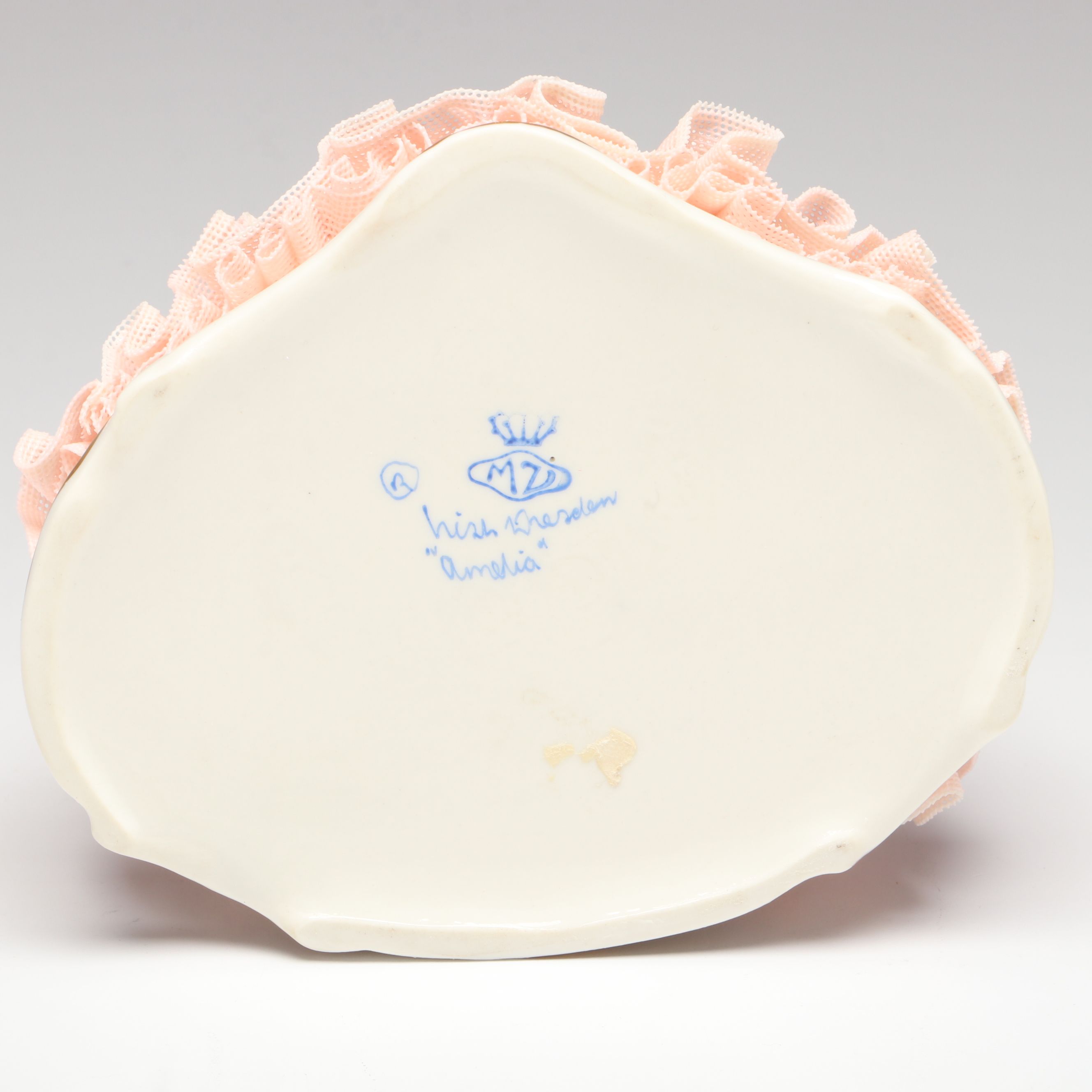 Muller Volkstedt "Amelia" and "Persuasion" Dresden Lace Figurines with ...