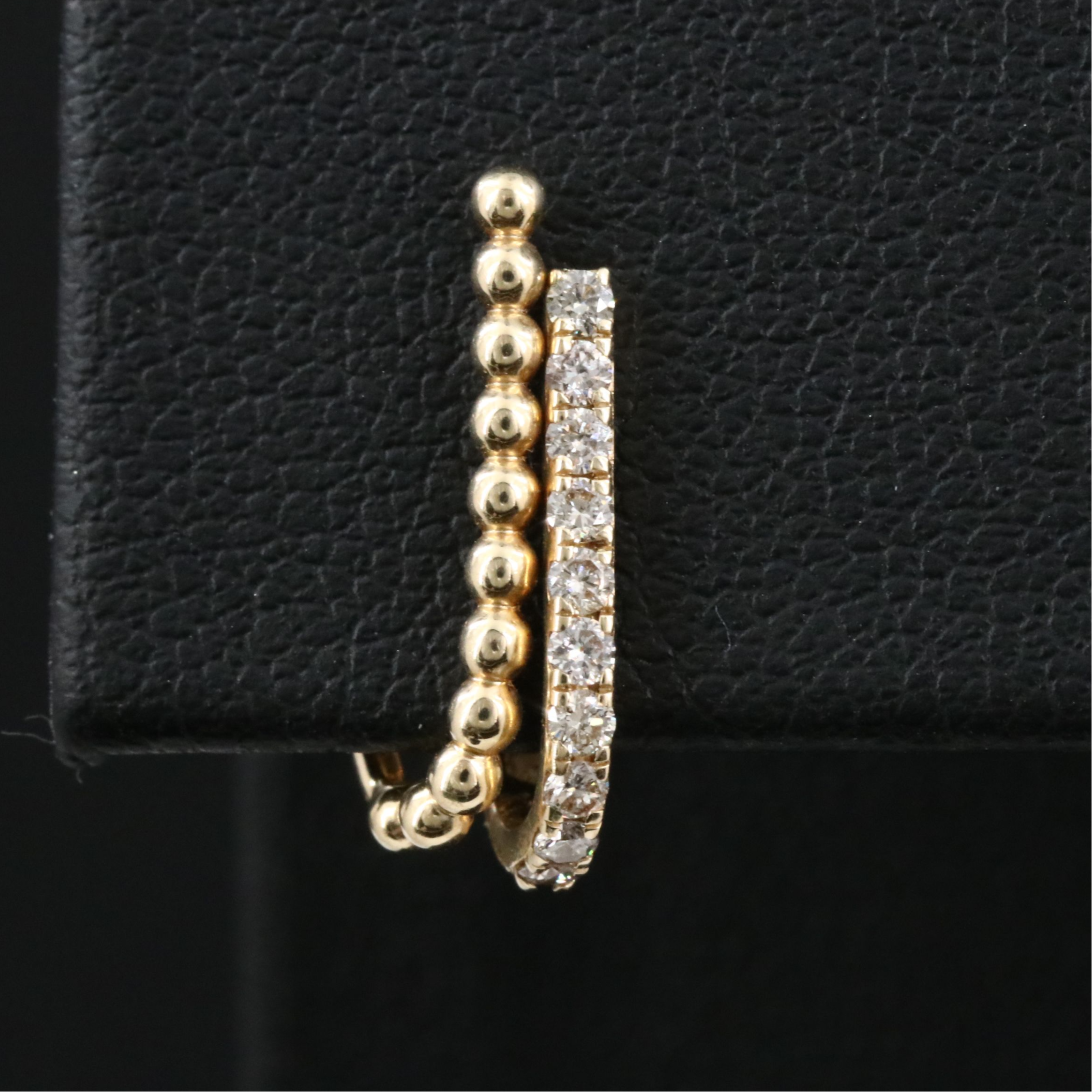14K 0.25 CTW Diamond Beaded J-Hoop Earrings